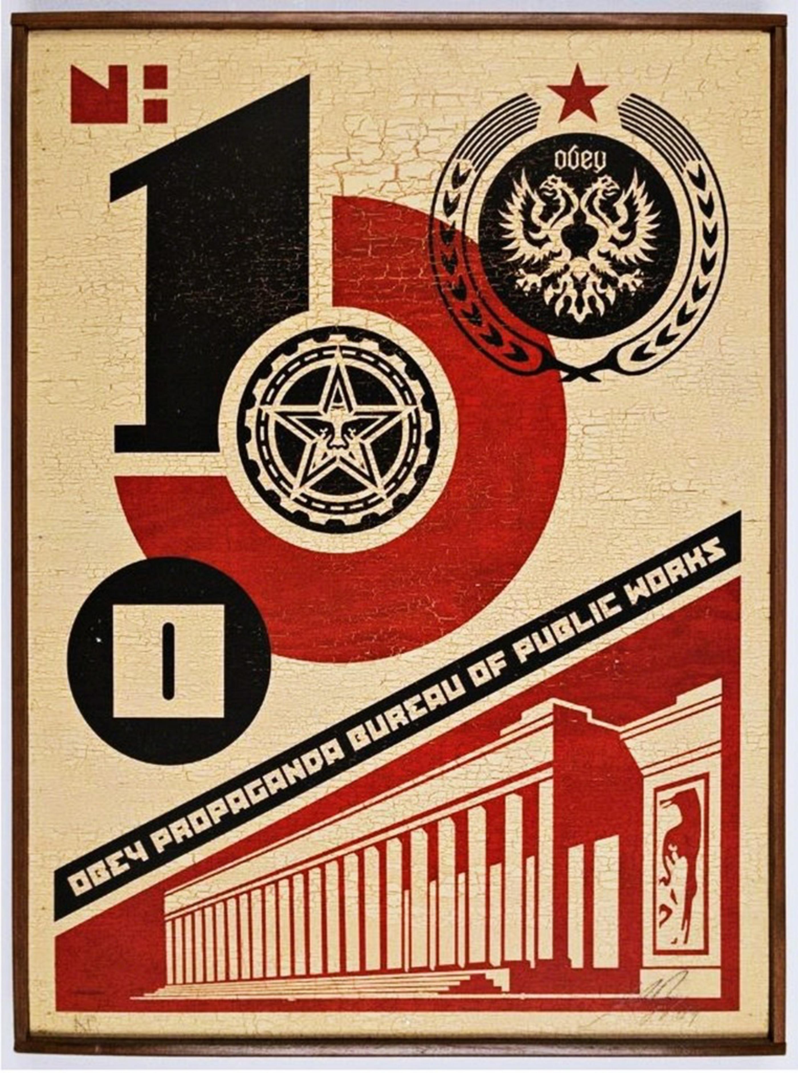 Shepard Fairey, Bureau of Public Works Opera firmata due volte su pannello di legno AP