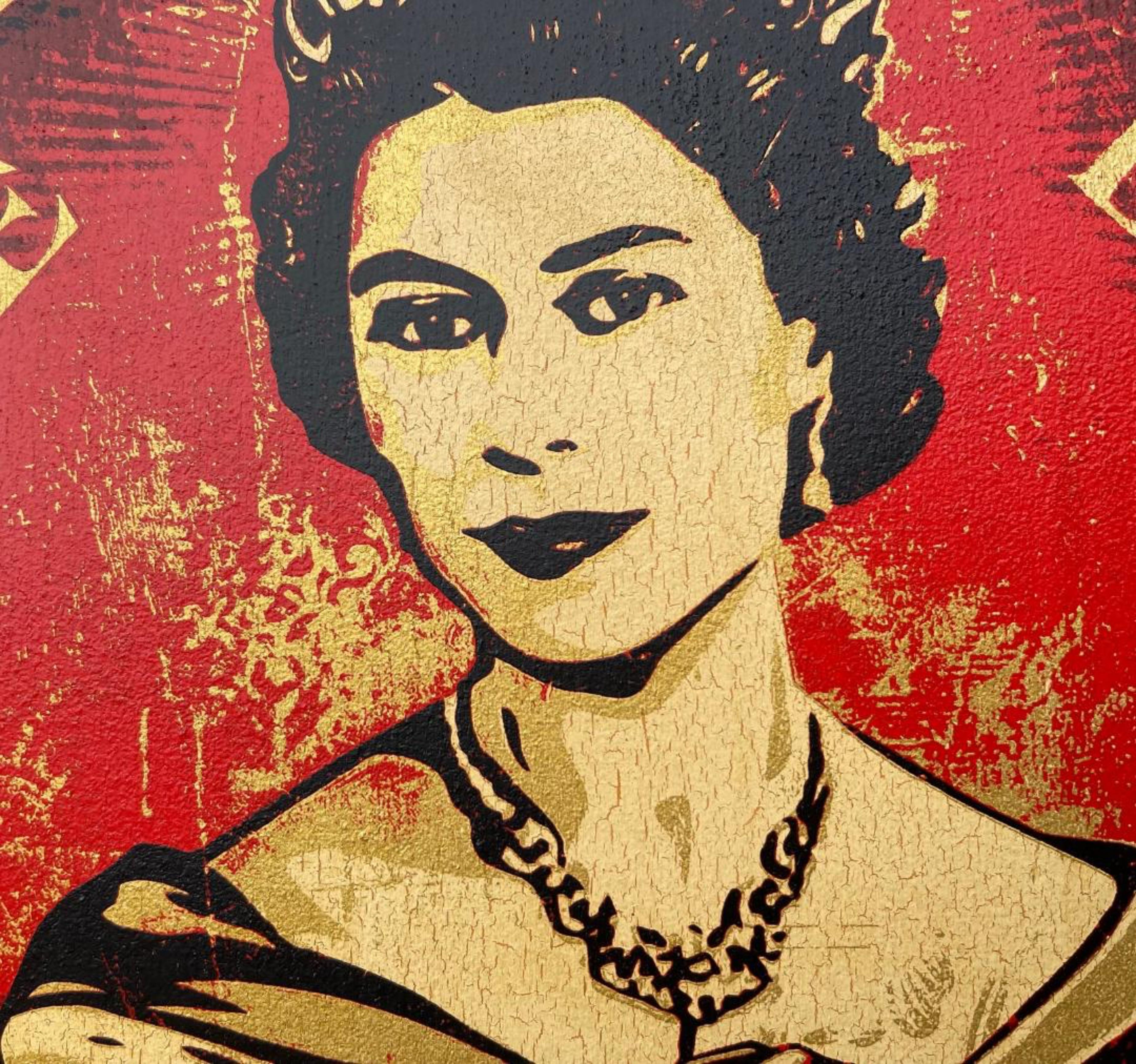 Shepard Fairey
God Save the Queen, 2012
Screenprint on wood panel in artist's frame
Hand-signed by artist, Signed twice: Pencil signed, dated and annotated AP on the front; also pencil signed, dated and annotated AP on the back of the board (see