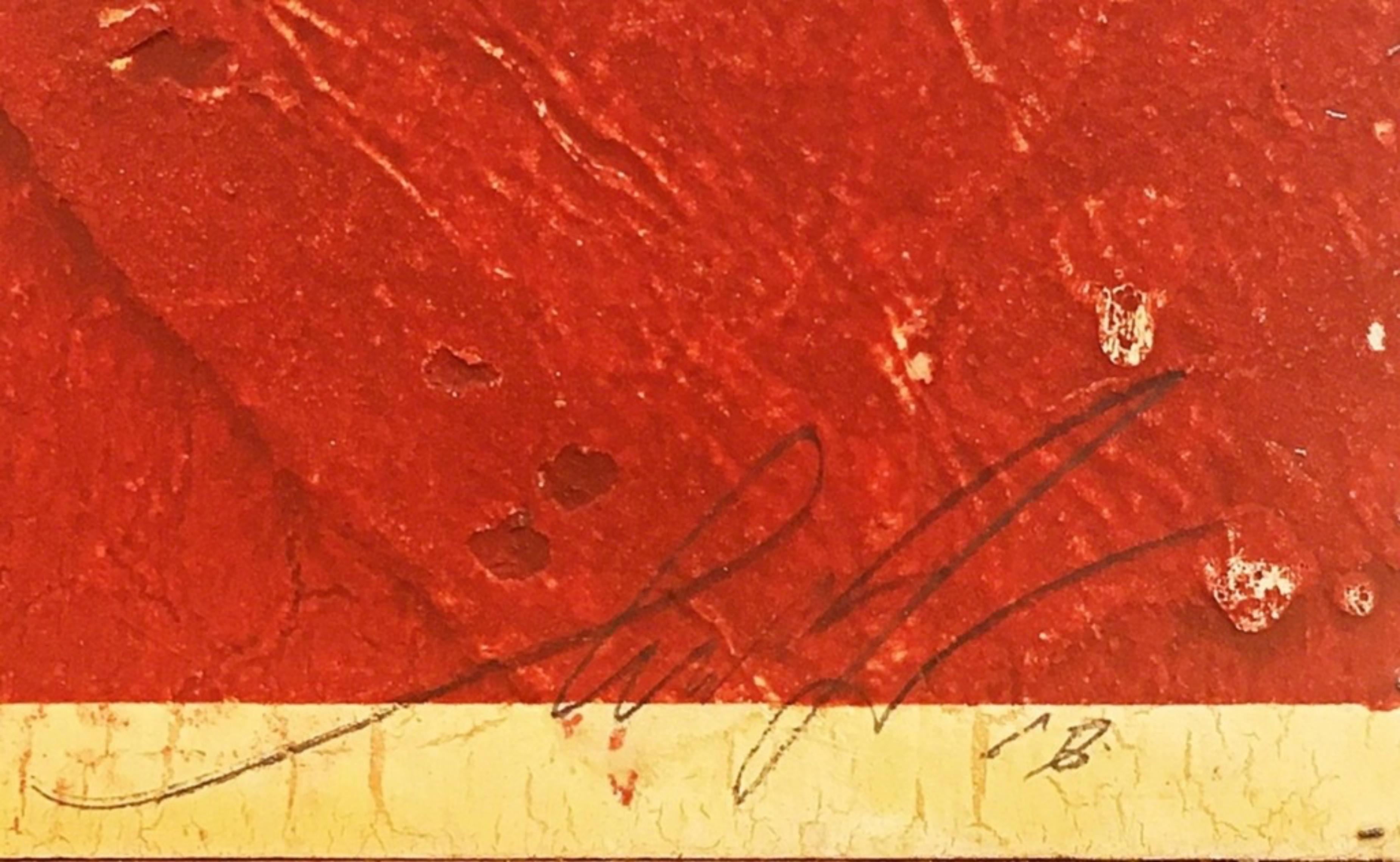Jasper Johns Red (peinture mixte originale signée à la main, numérotée HPM 2/2)  - Pop Art Painting par Shepard Fairey
