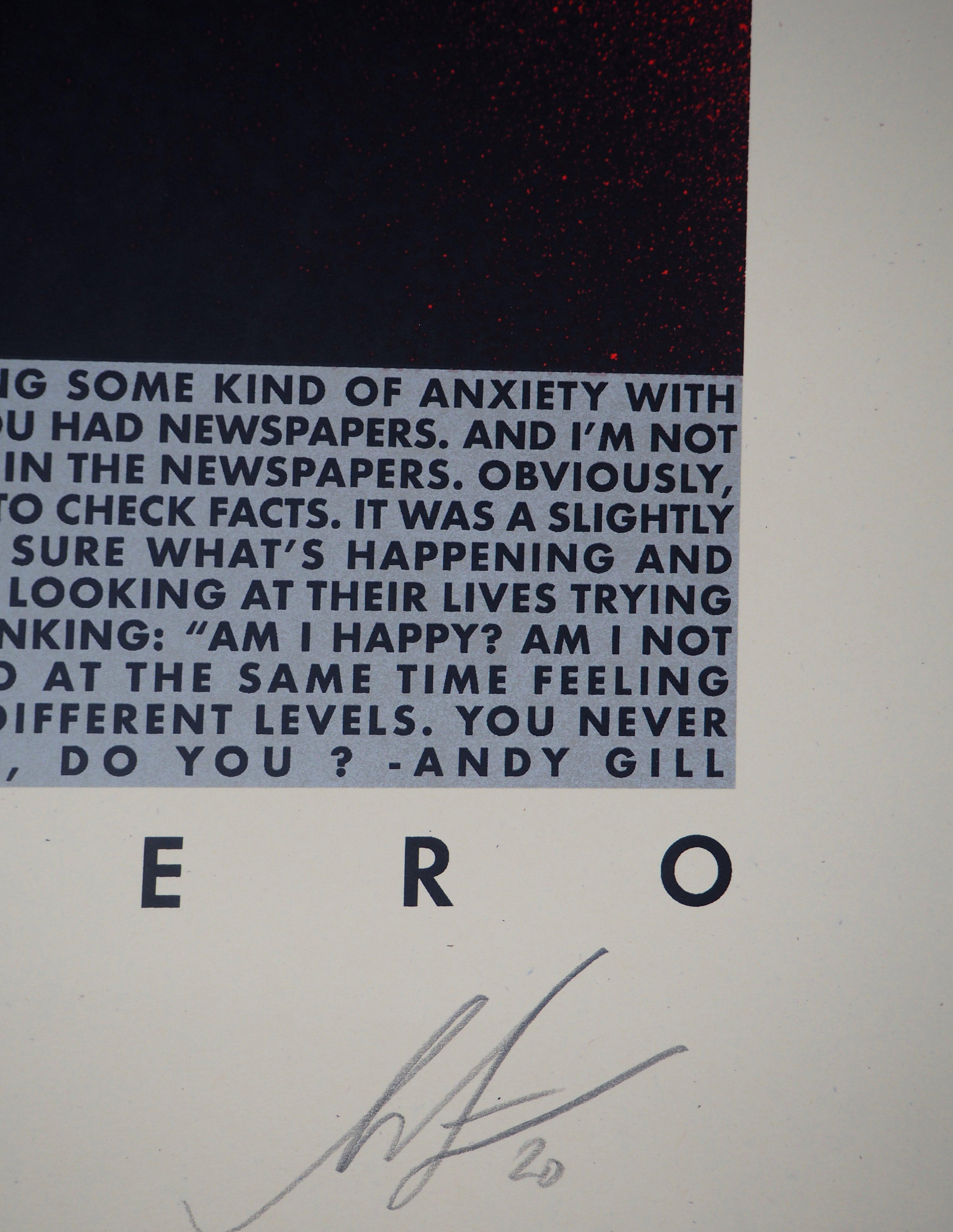 Anti-Hero - Siebdruck, handsigniert von Andy Gill  – Print von Shepard Fairey