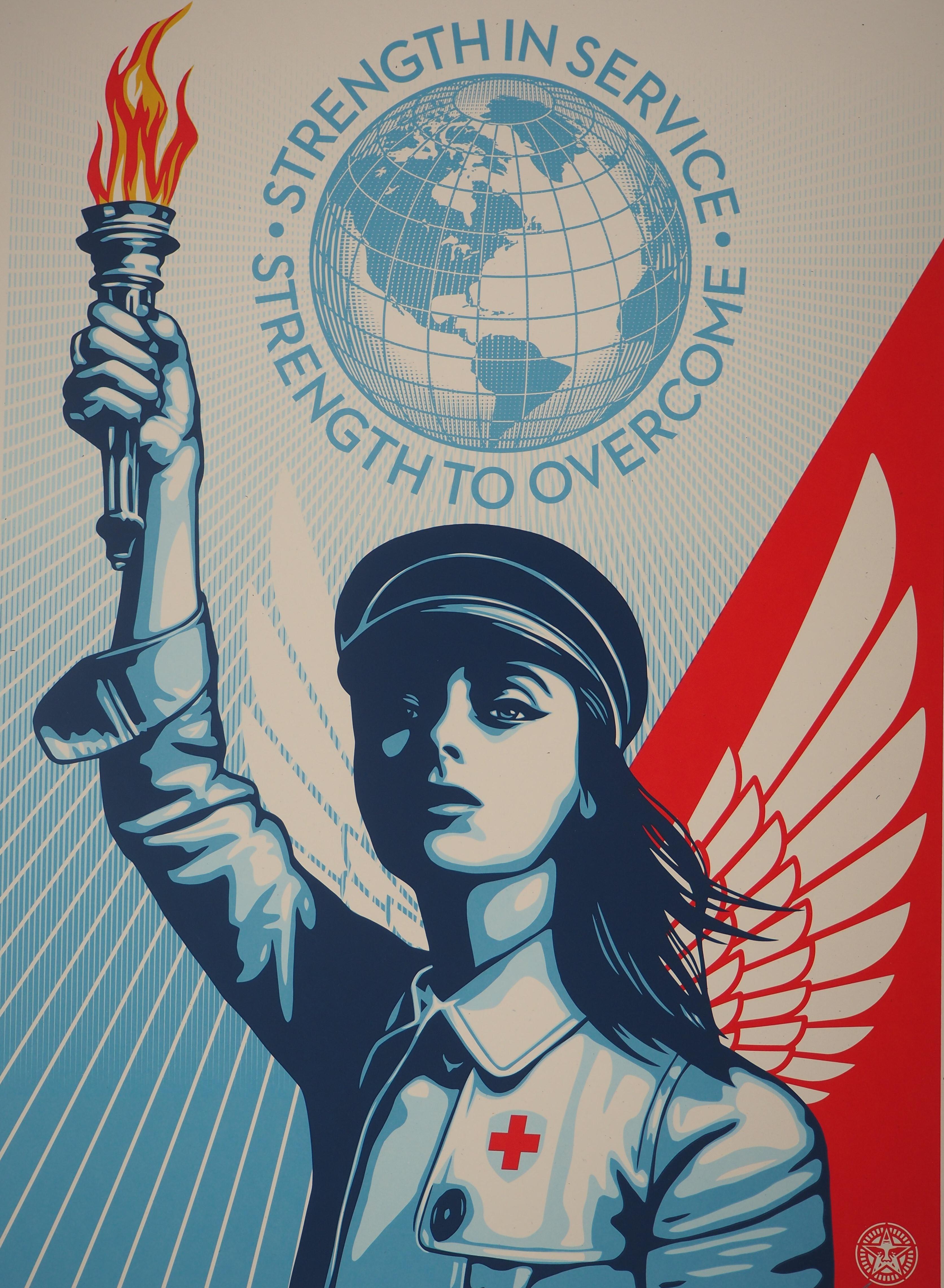 Angel of Hope and Strenght - Screenprint Handsigned  - Print by Shepard Fairey