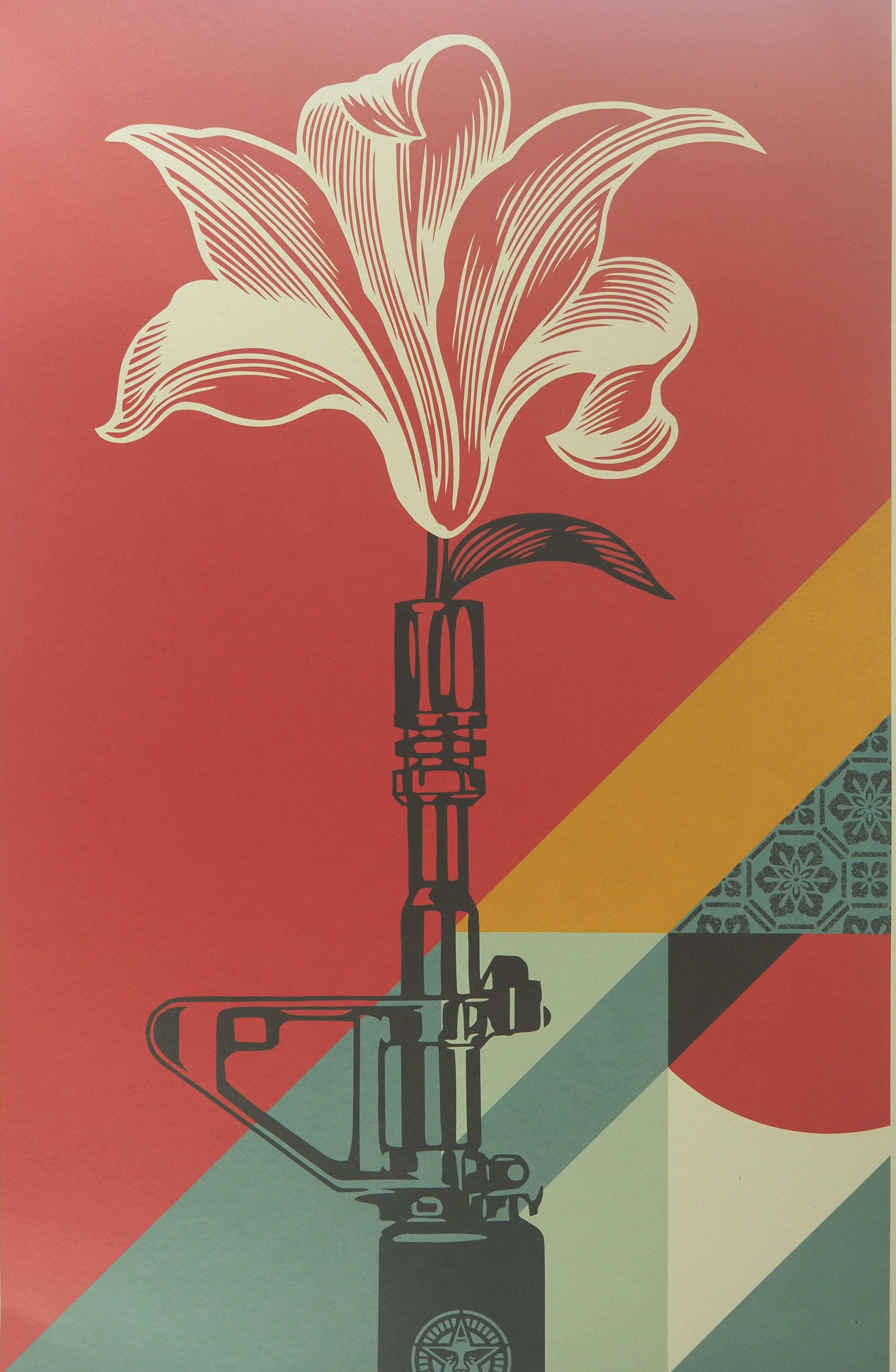AR-15 Lily - Screenprint Handsigned  - Print by Shepard Fairey