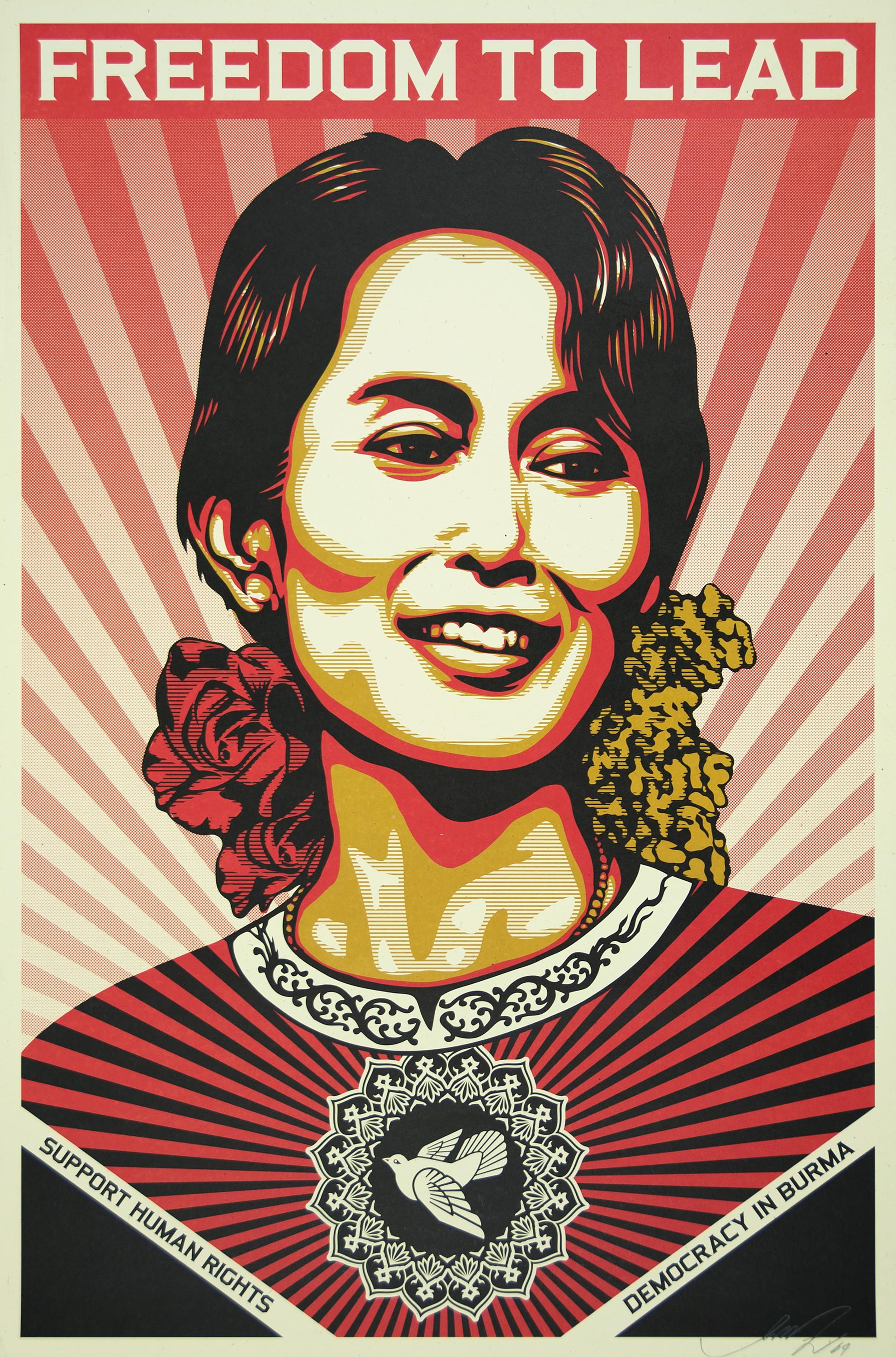 Shepard Fairey Portrait Print - Aung San Suu Kyi