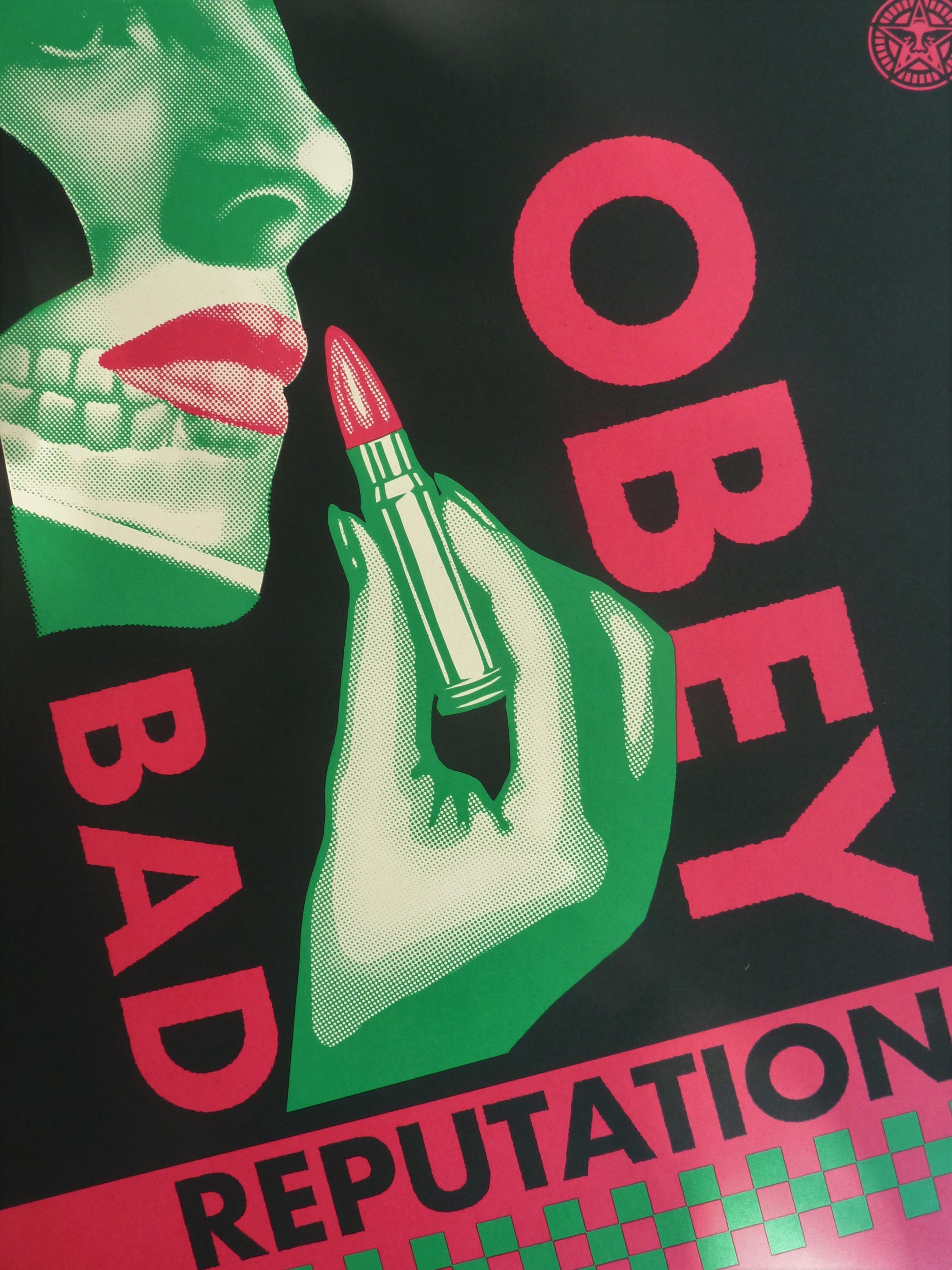 Bad Reputation (Schwarz) – Original handsignierter Siebdruck (Amerikanische Moderne), Print, von Shepard Fairey