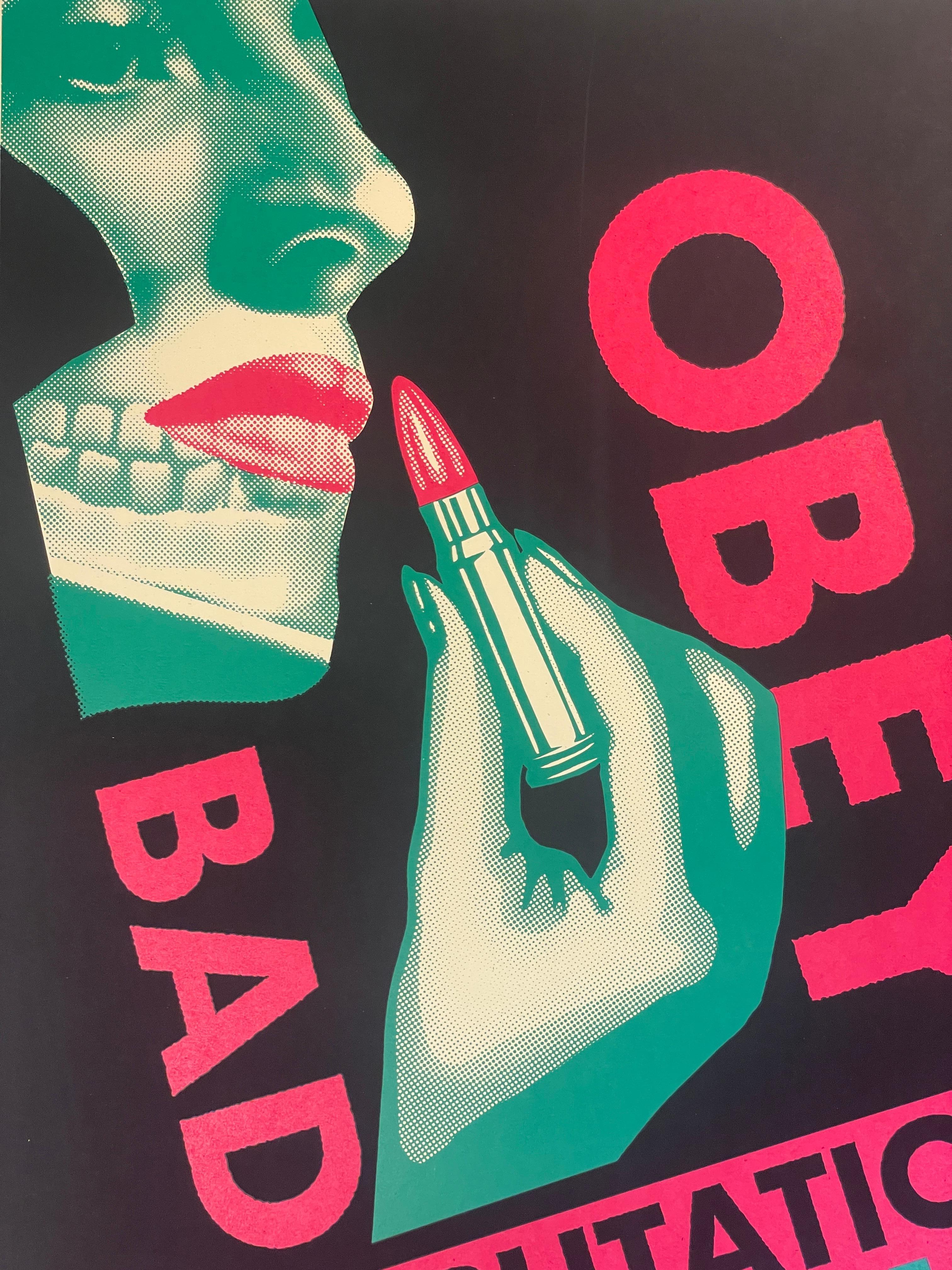 Bad Reputation, Black - Shepard Fairey Obey Contemporary Screen Print Urban Art For Sale 2