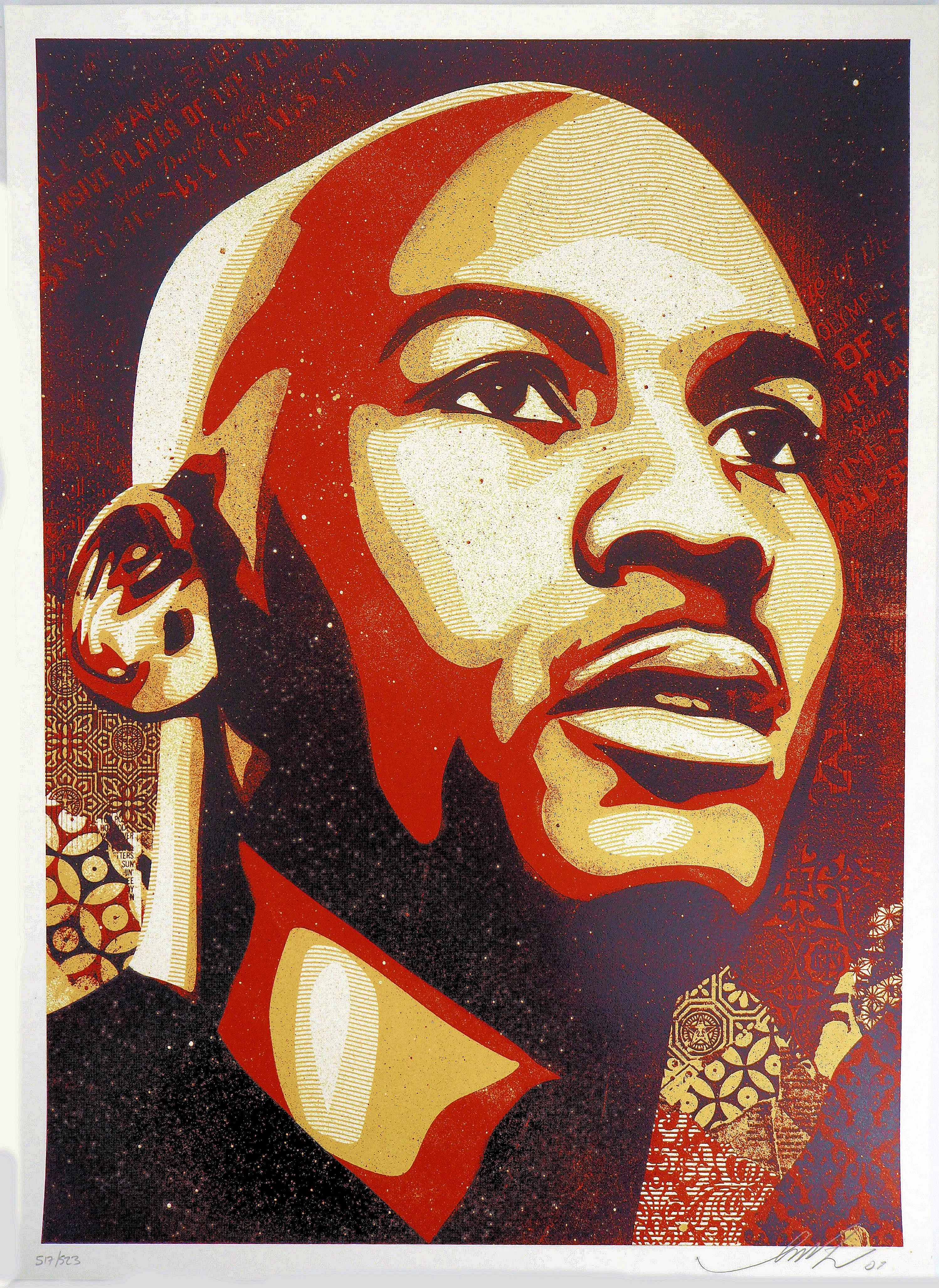 Shepard Fairey Portrait Print - Basketball : Michael Jordan - Original Handsigned and Numbered Screen Print