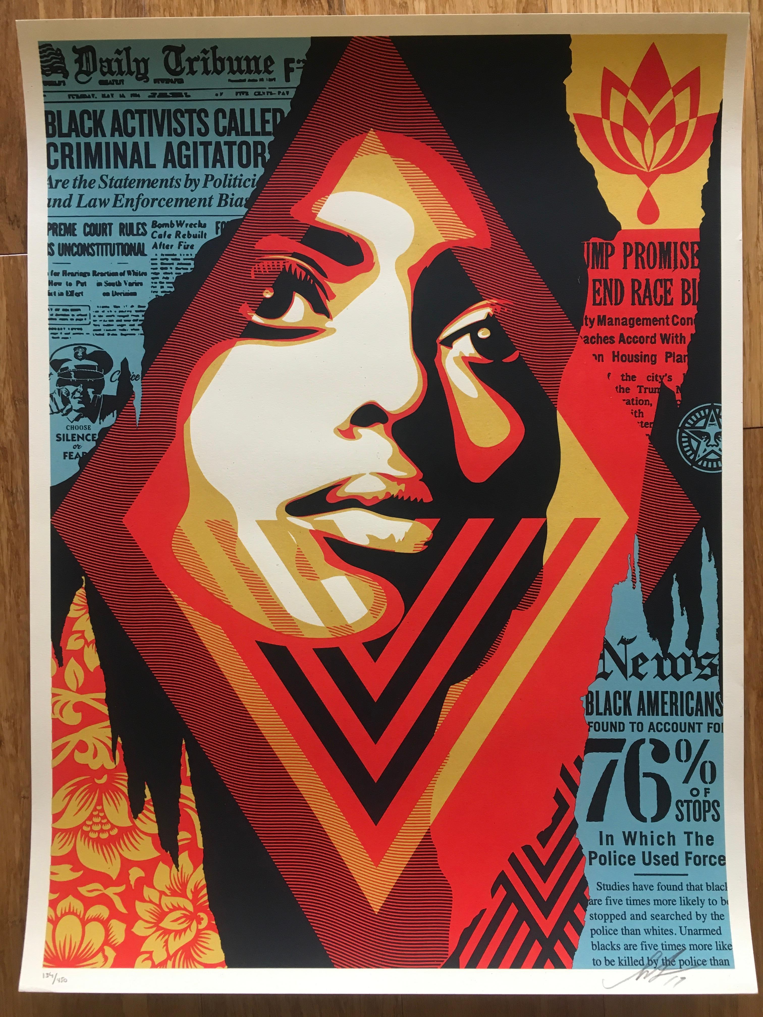 Shepard Fairey Portrait Print - Bias by Numbers (2017), Screen Print, Limited Edition of 450