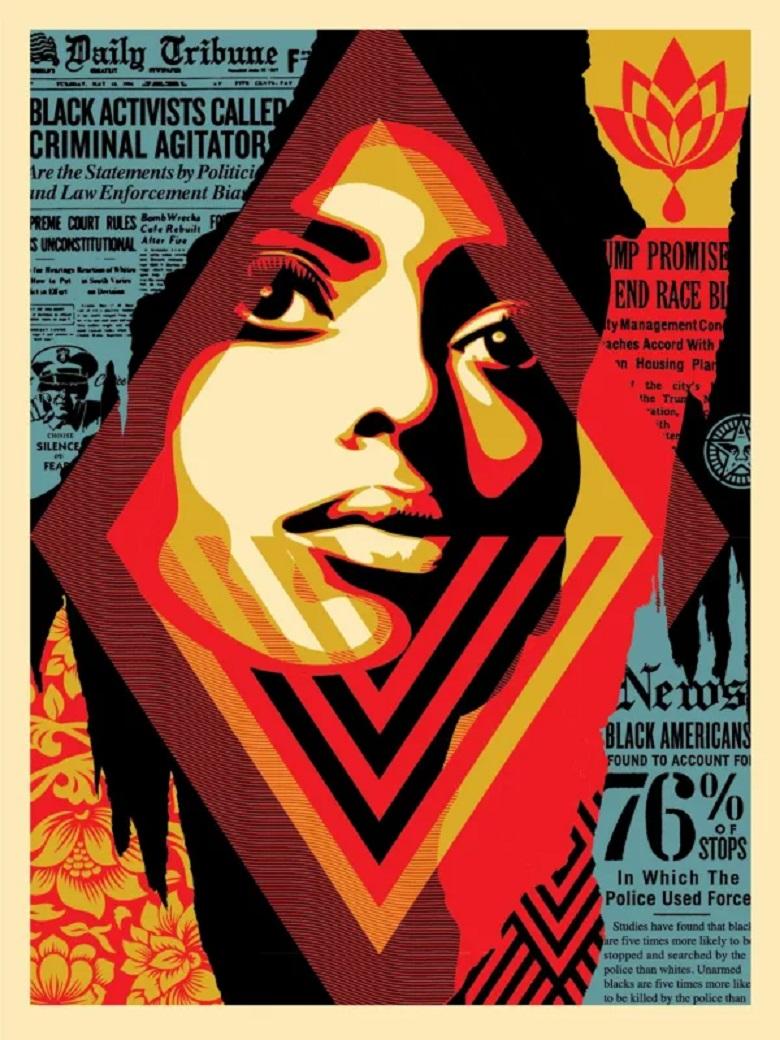 Shepard Fairey Portrait Print - Bias by Numbers Limited Edition Screenprint 18 x 24 inches Obey