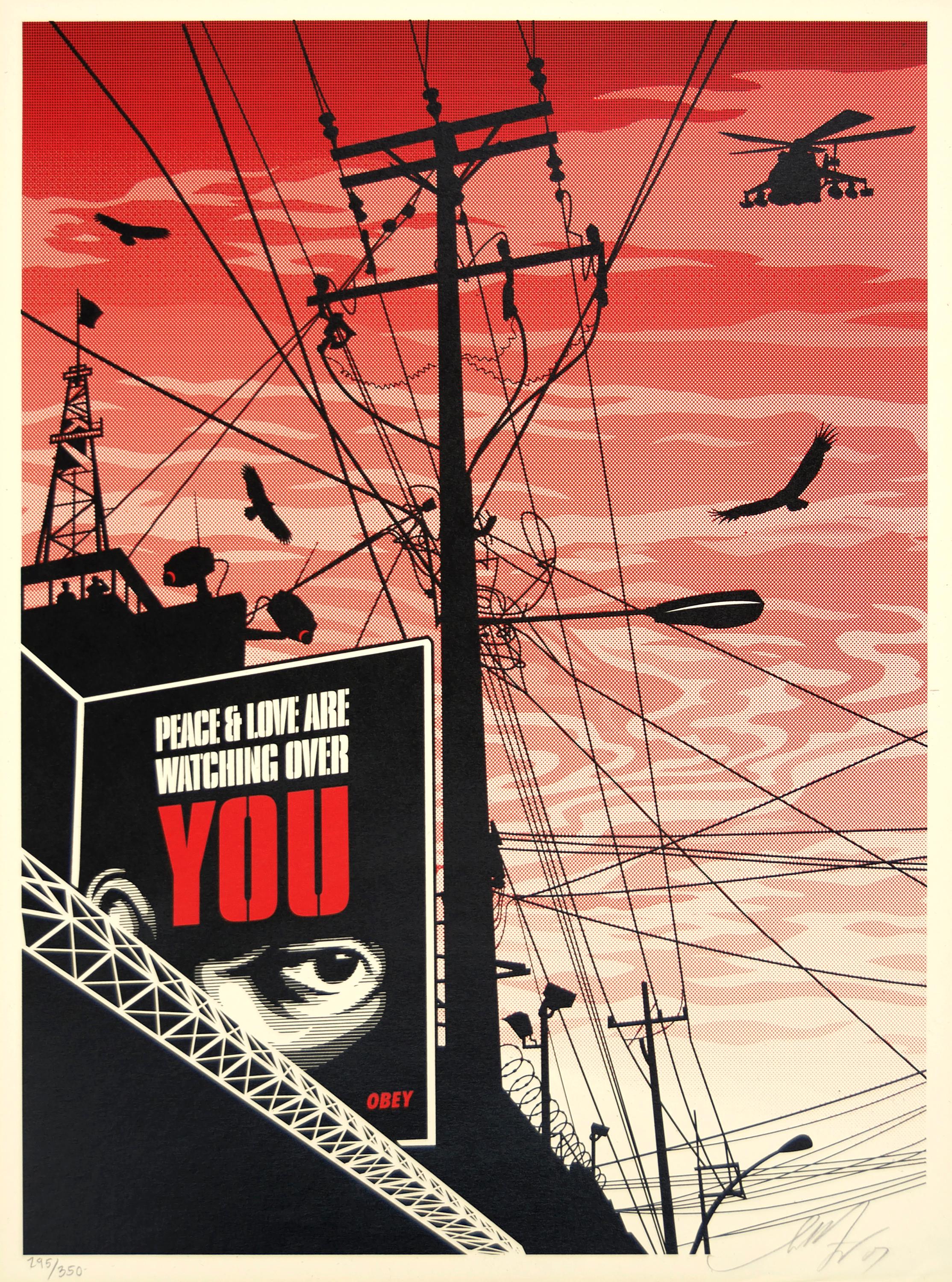 Shepard Fairey Landscape Print - Big Brother City
