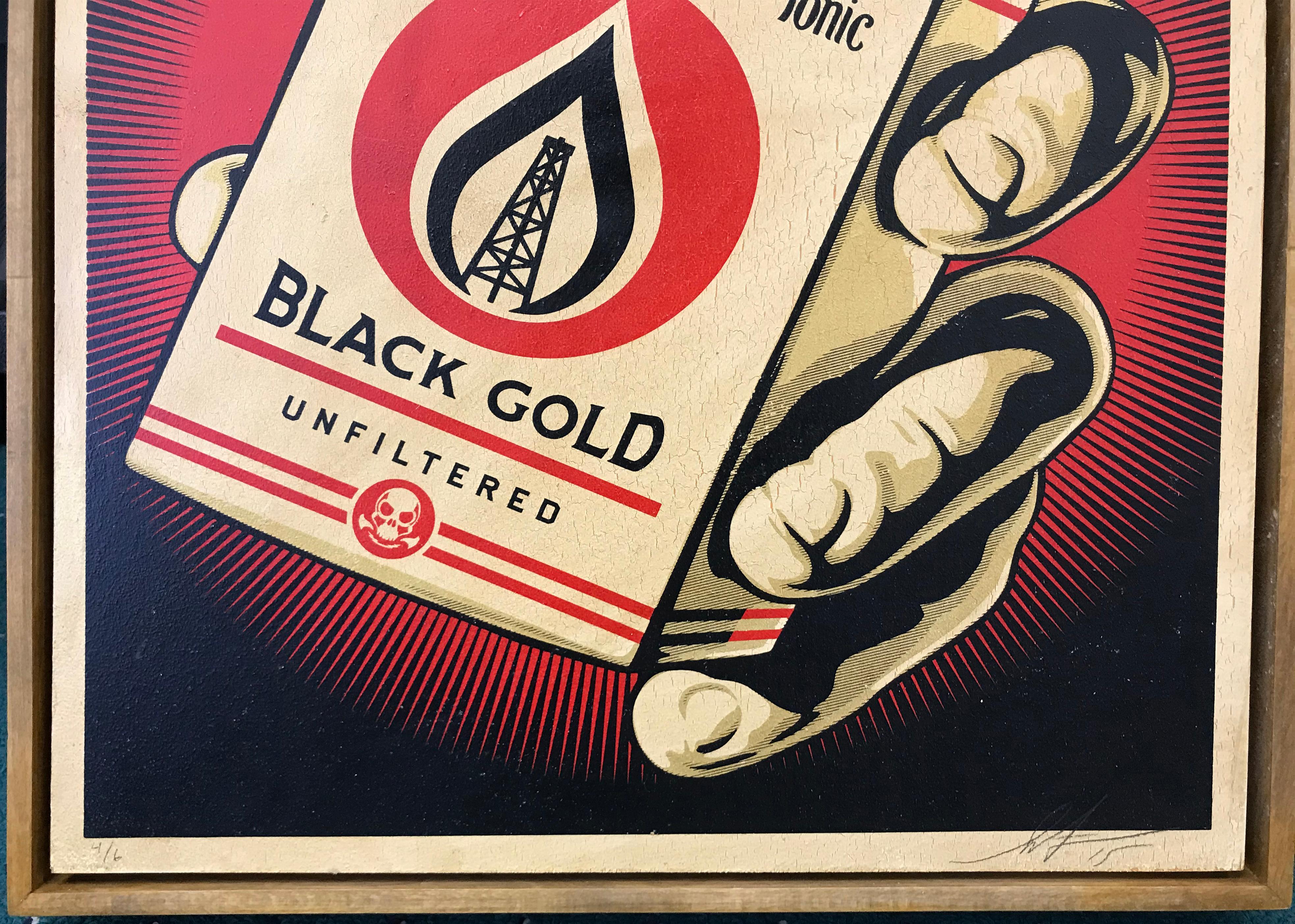 BLACK GOLD - Street Art Mixed Media Art by Shepard Fairey