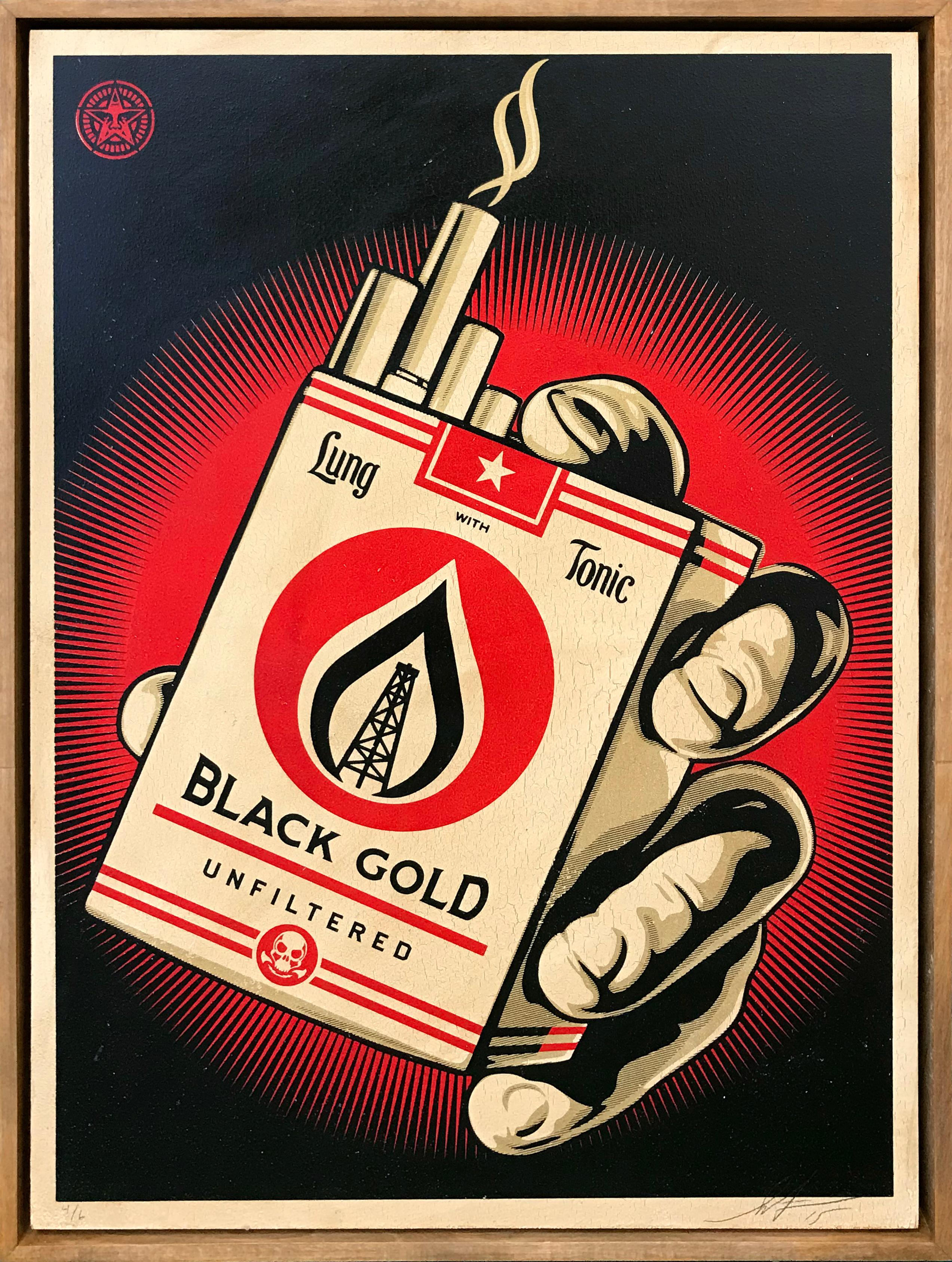 BLACK GOLD - Mixed Media Art by Shepard Fairey