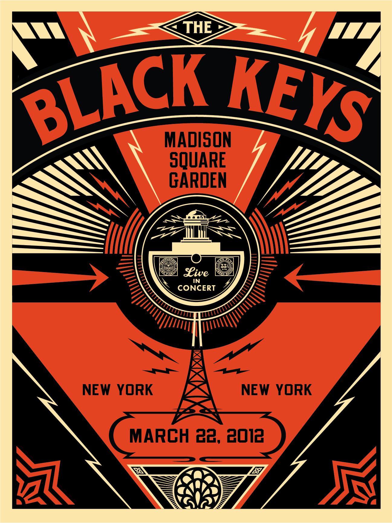 Shepard Fairey Portrait Print - Black Keys Live, 2012