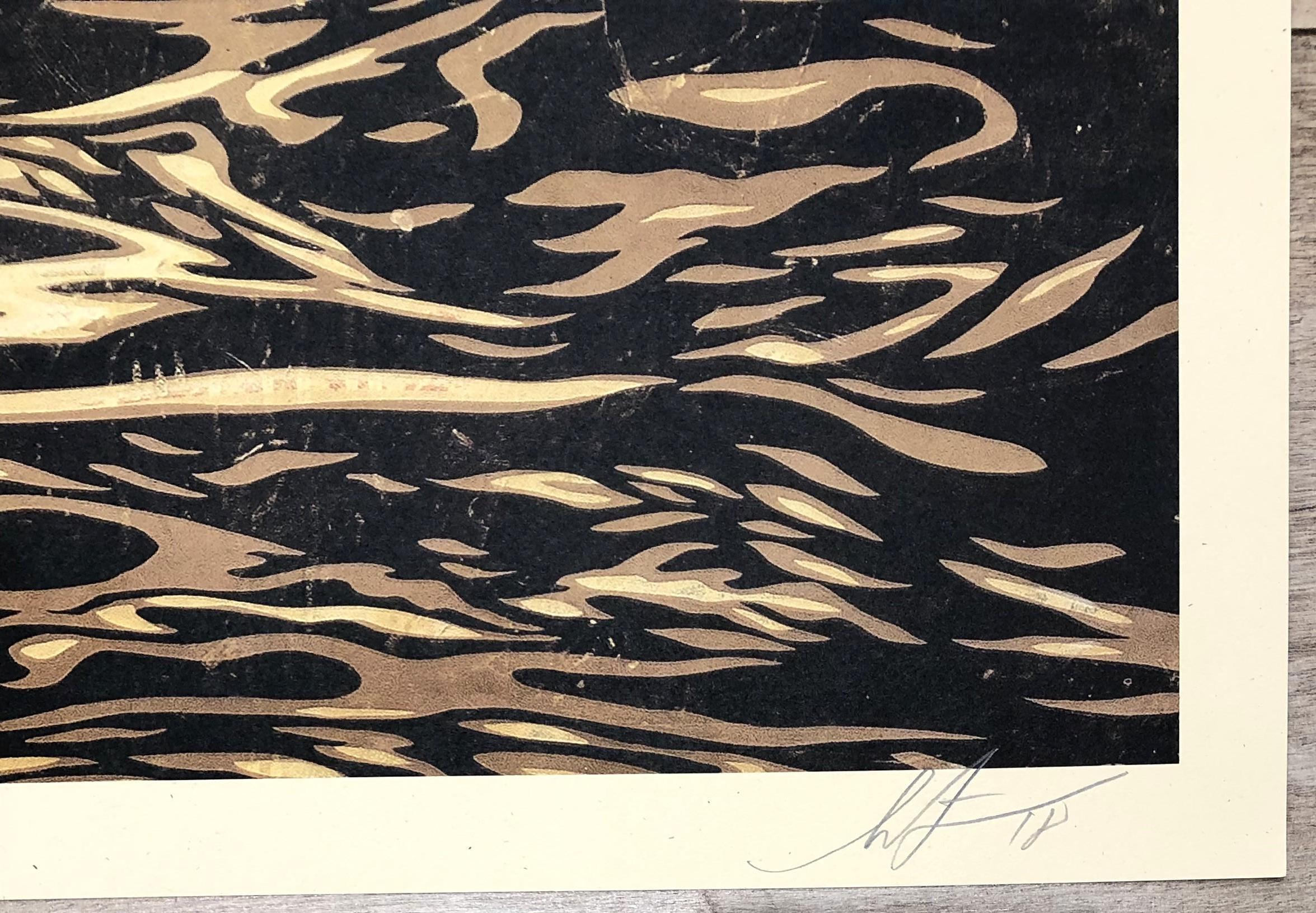 Schwarze Welle - Siebdruck Handsigniert  (Amerikanische Moderne), Print, von Shepard Fairey