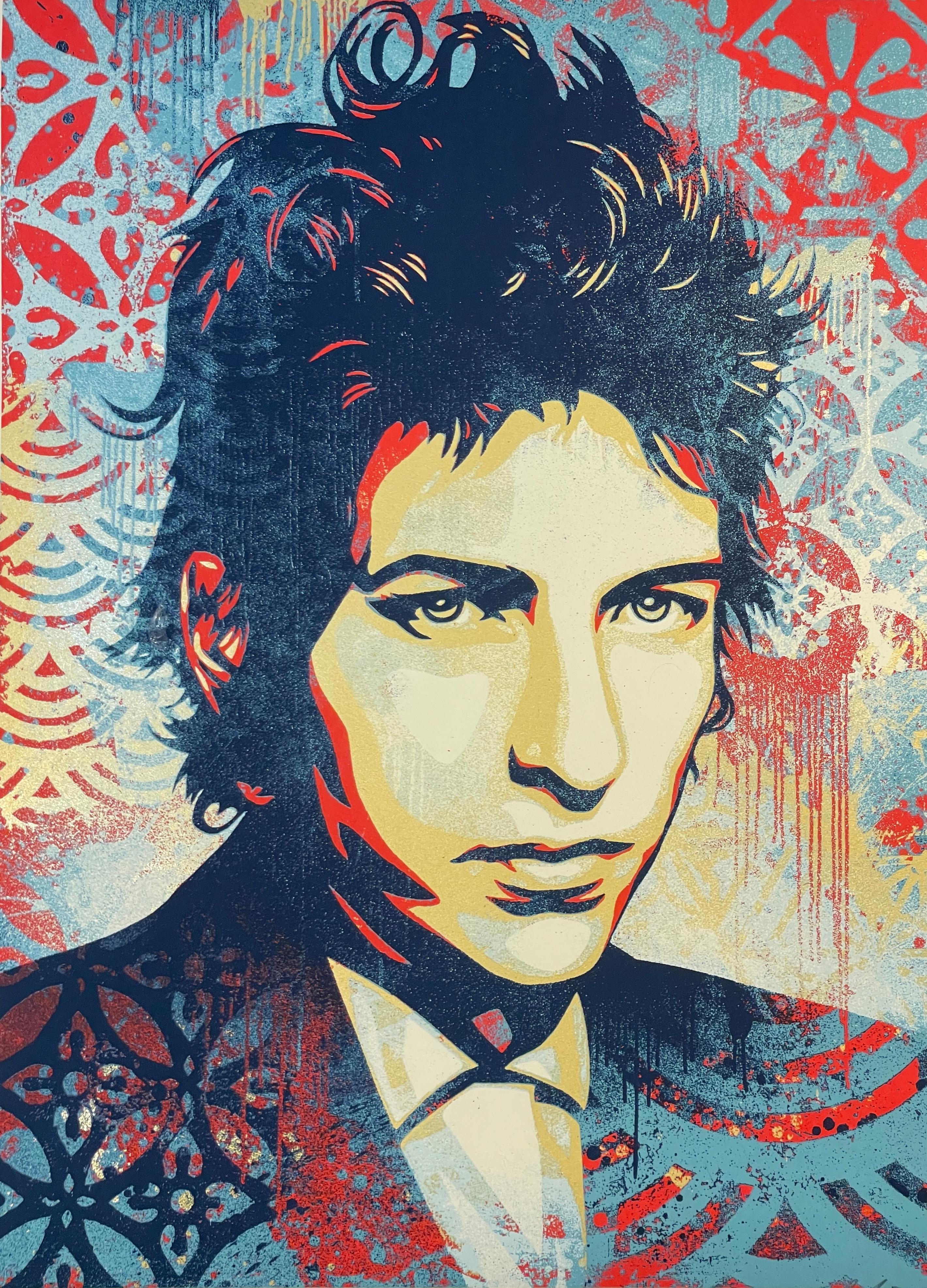 Bob Dylan A Hard Rain’s A-Gonna Fall Shepard Fairey Screenprint Gold Metal Inks For Sale 2