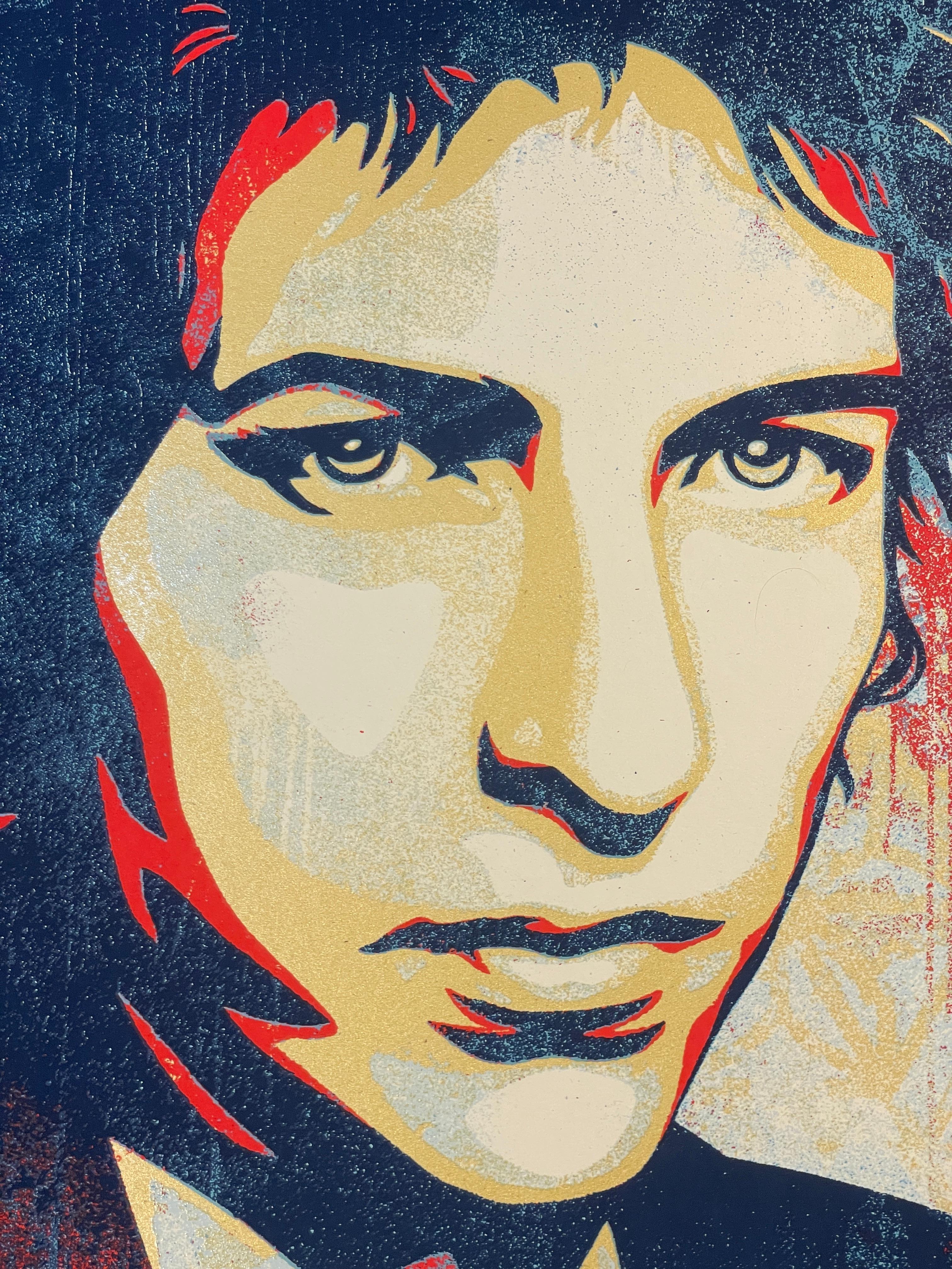 Bob Dylan A Hard Rain’s A-Gonna Fall Shepard Fairey Screenprint Gold Metal Inks For Sale 4