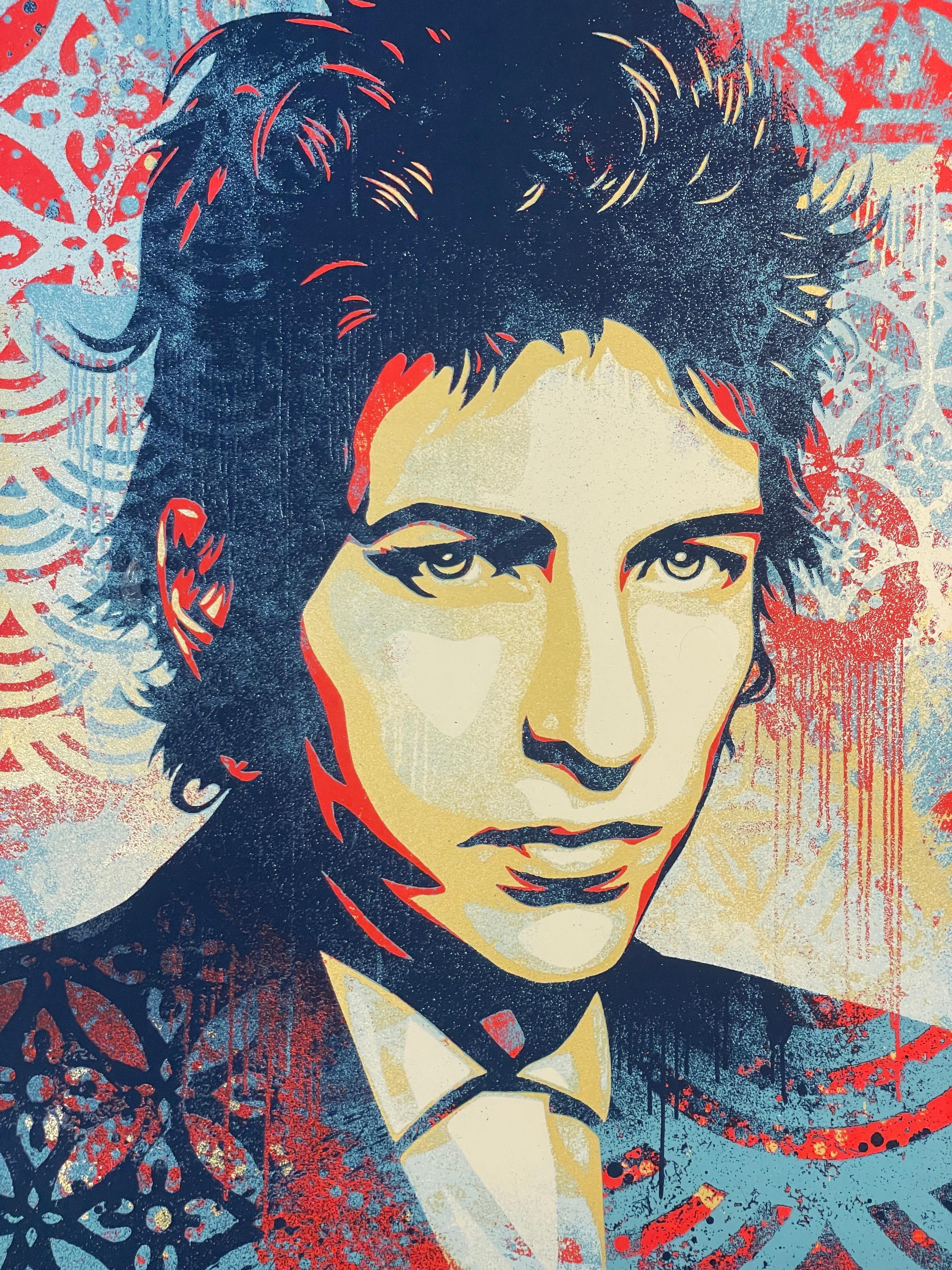 Bob Dylan A Hard Rain’s A-Gonna Fall Shepard Fairey Screenprint Gold Metal Inks For Sale 5