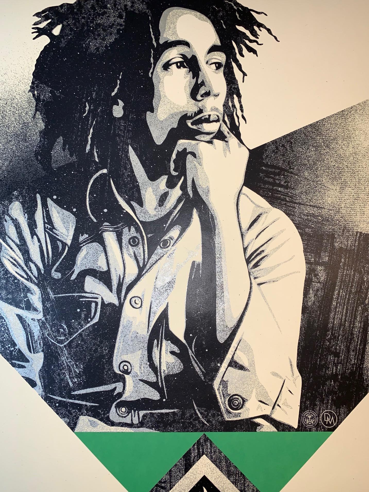 Bob Marley X Shepard Fairey Druck, um ein Feuer zu catchen Dennis Morris, signierte Musik  im Angebot 1