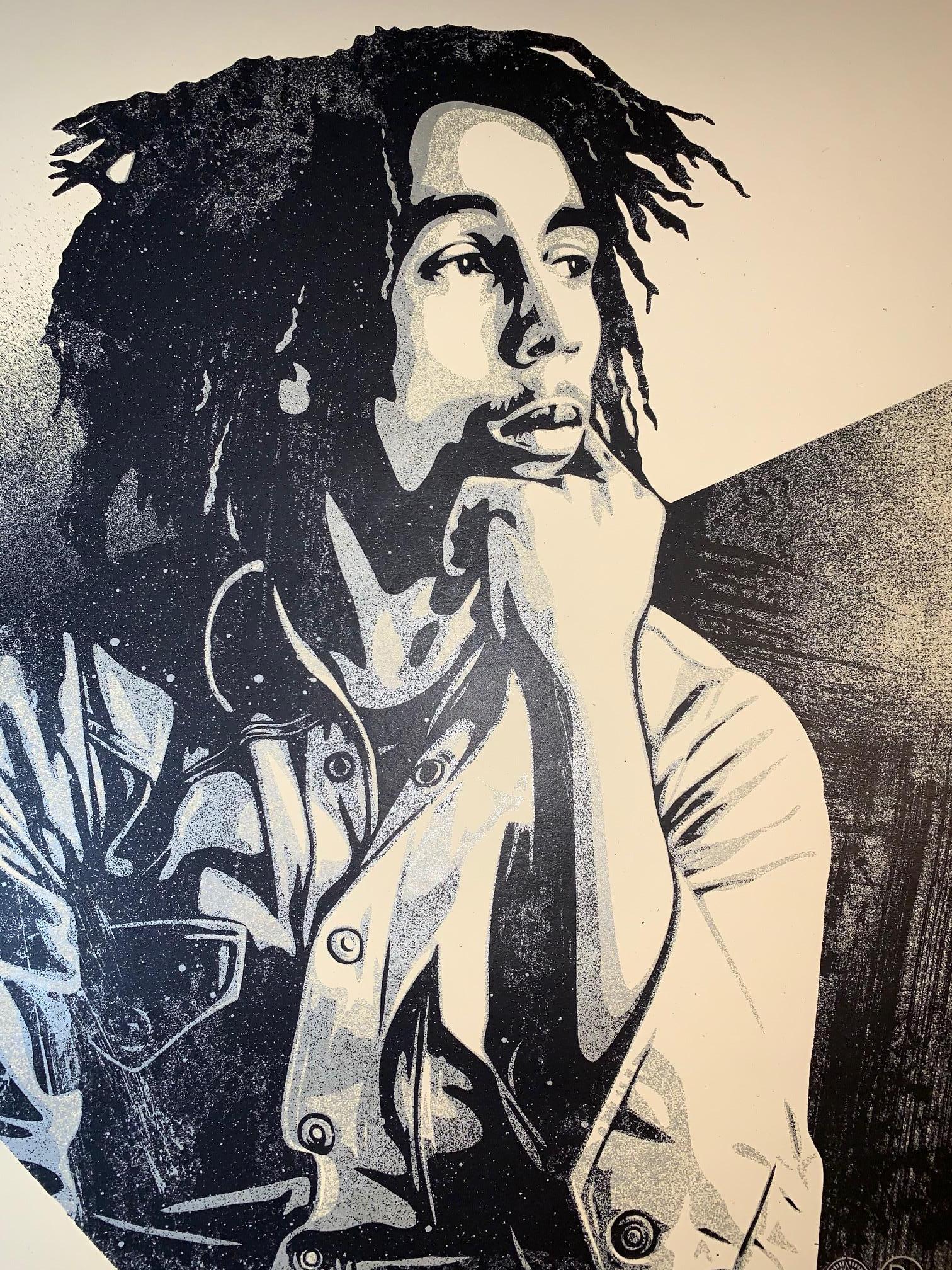 Bob Marley X Shepard Fairey Druck, um ein Feuer zu catchen Dennis Morris, signierte Musik  im Angebot 6