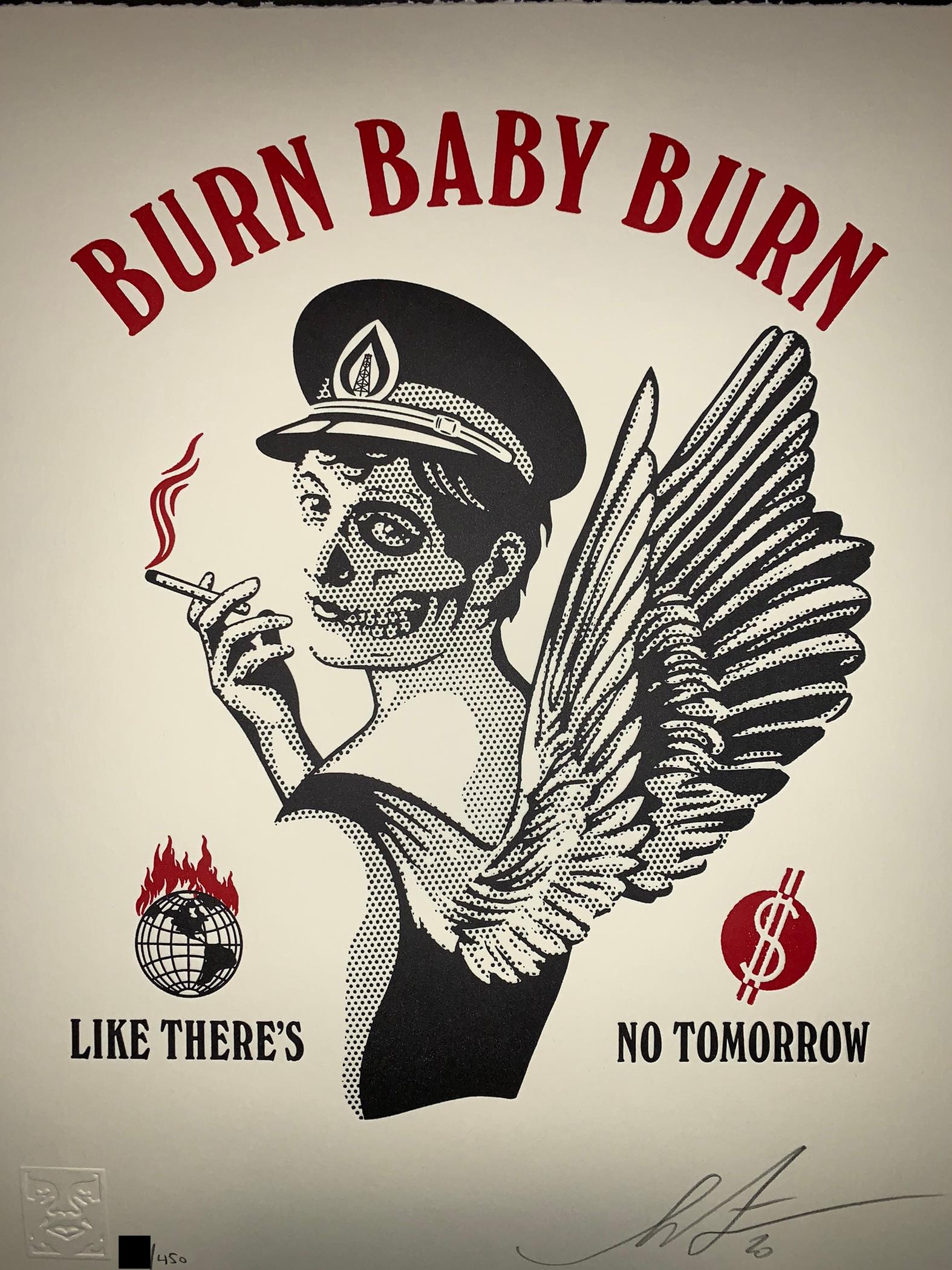 Impression presse-papiers Shepard Fairey « Burn Baby Burn » (Bébé brûle, bébé brûle) Obey Publishing Chop Urban Art  en vente 7