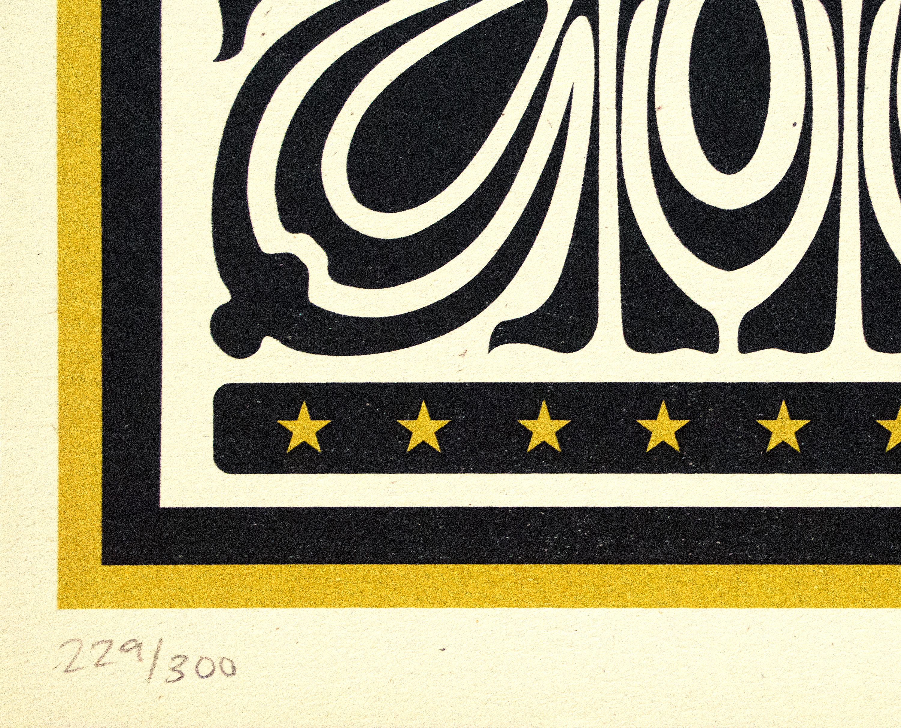 Por cualquier medio necesario (Amarillo) - Print Contemporáneo de Shepard Fairey