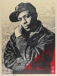 Chuck D Negro Acero ROJO, Impresión contemporánea de Shepard Fairey