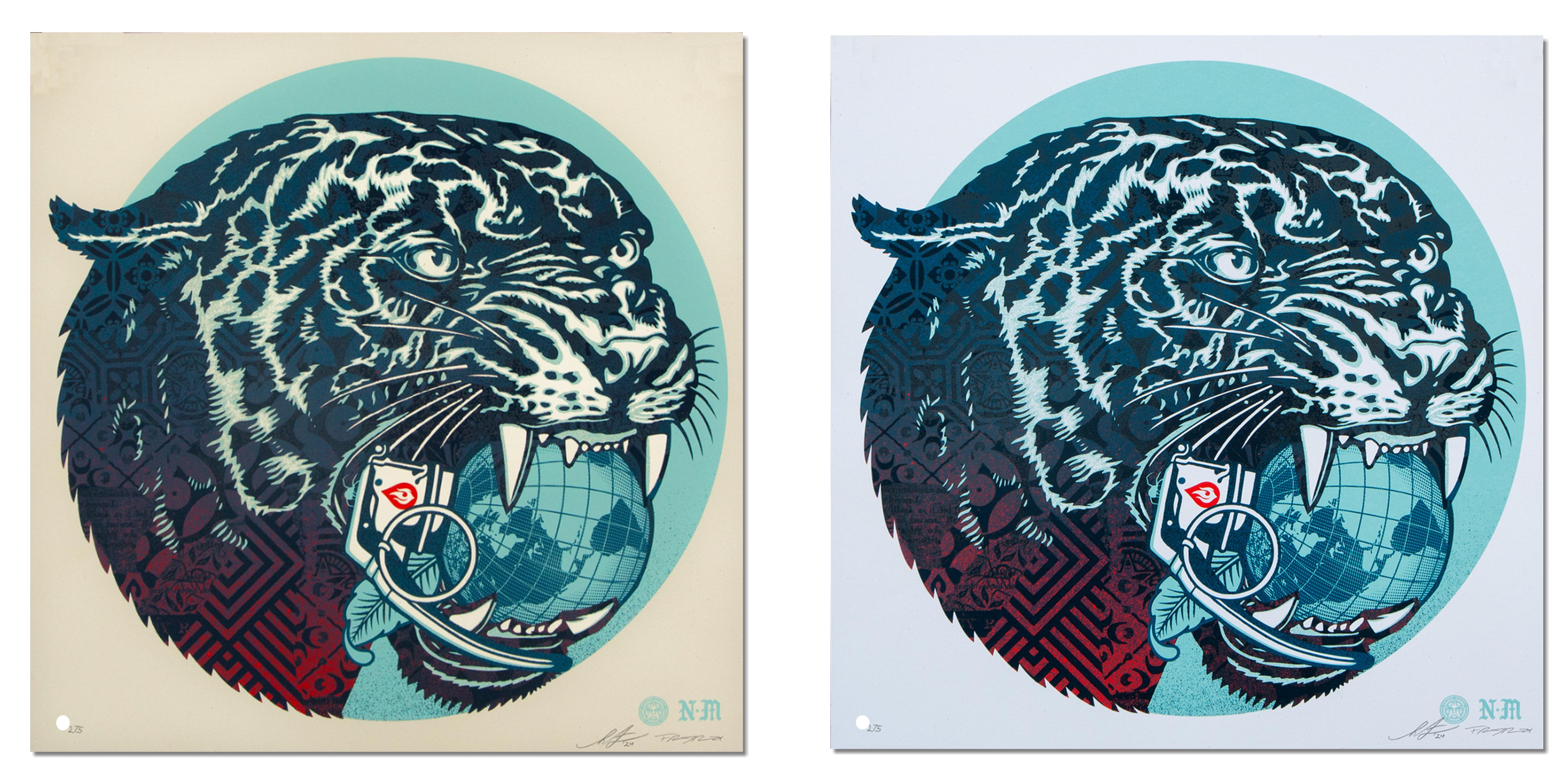 Climate Clash Set - Cream & White (Animals, Mascots, Climate change, Strength) - Print by Shepard Fairey