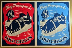 Cold Chillin (Blue & Red SET) (Hip Hop Tribute, Turntable Motif, Faux LP Cover)