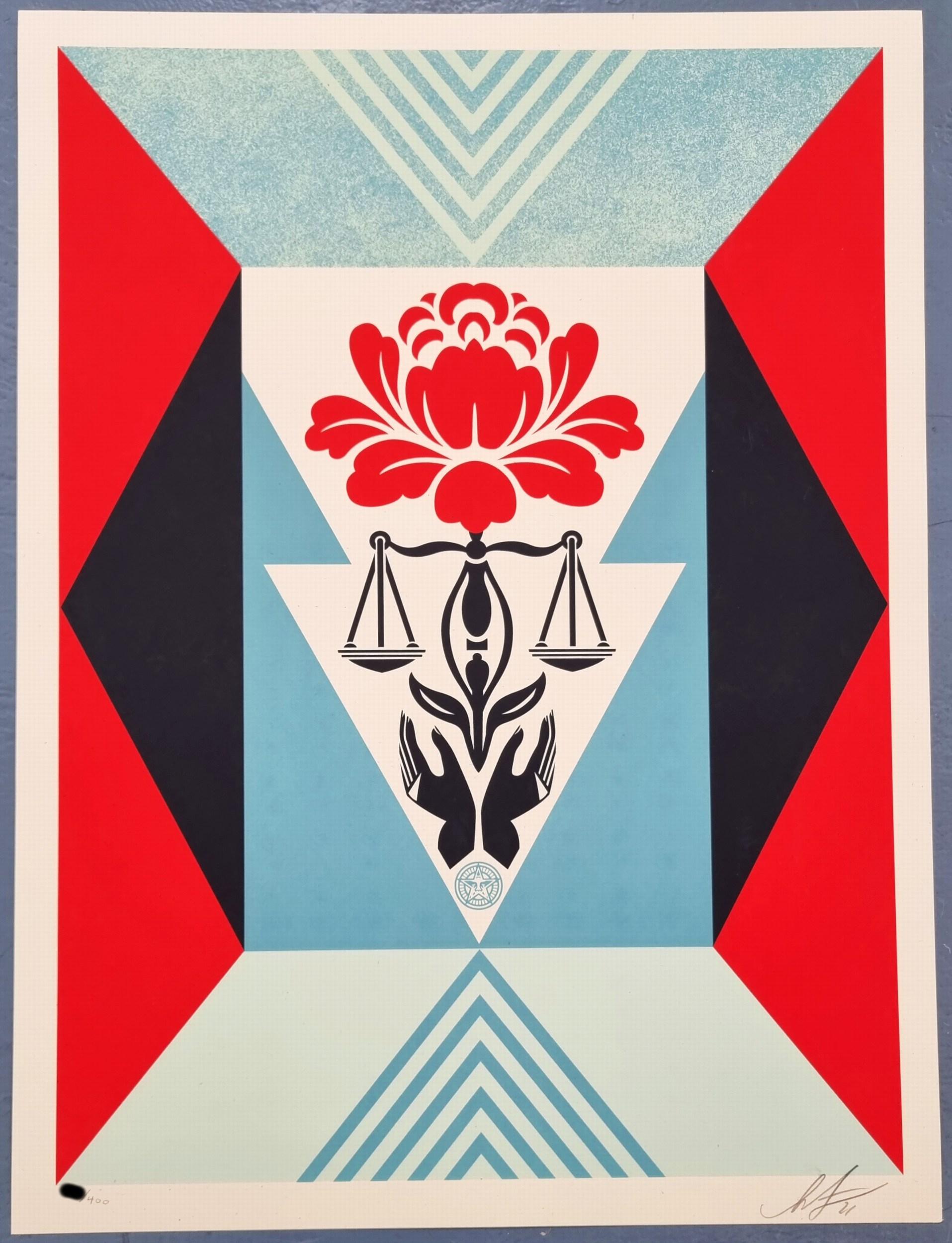 Cultivate Justice (Blue) (Environmental, Racial, Economic, Gender Equality) - Print by Shepard Fairey