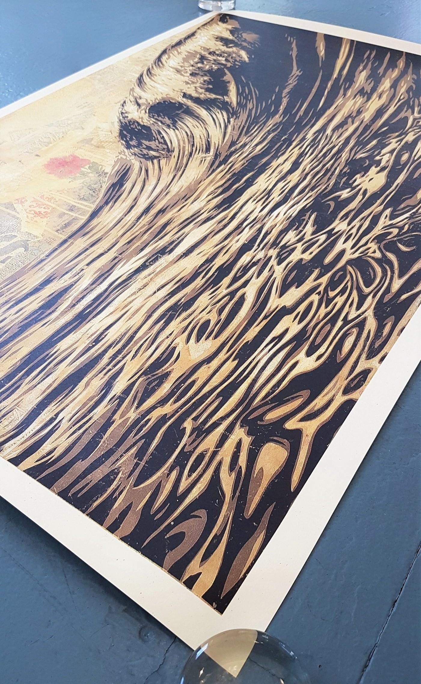 Shepard Fairey
Dark Wave
Offset Lithograph on heavy, woven paper
Year: 2020-2021
Signed and dated by hand (dated either '20 or '21)
Size: 22.2 × 33.7 on 23.8 × 35.7 inches
COA provided

Frank Shepard Fairey (born February 15, 1970) is an American