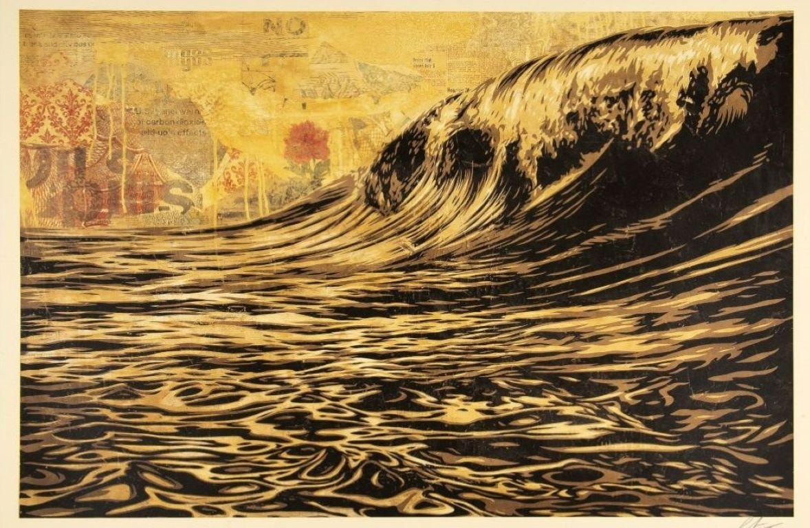 Shepard Fairey Landscape Print - Dark Wave