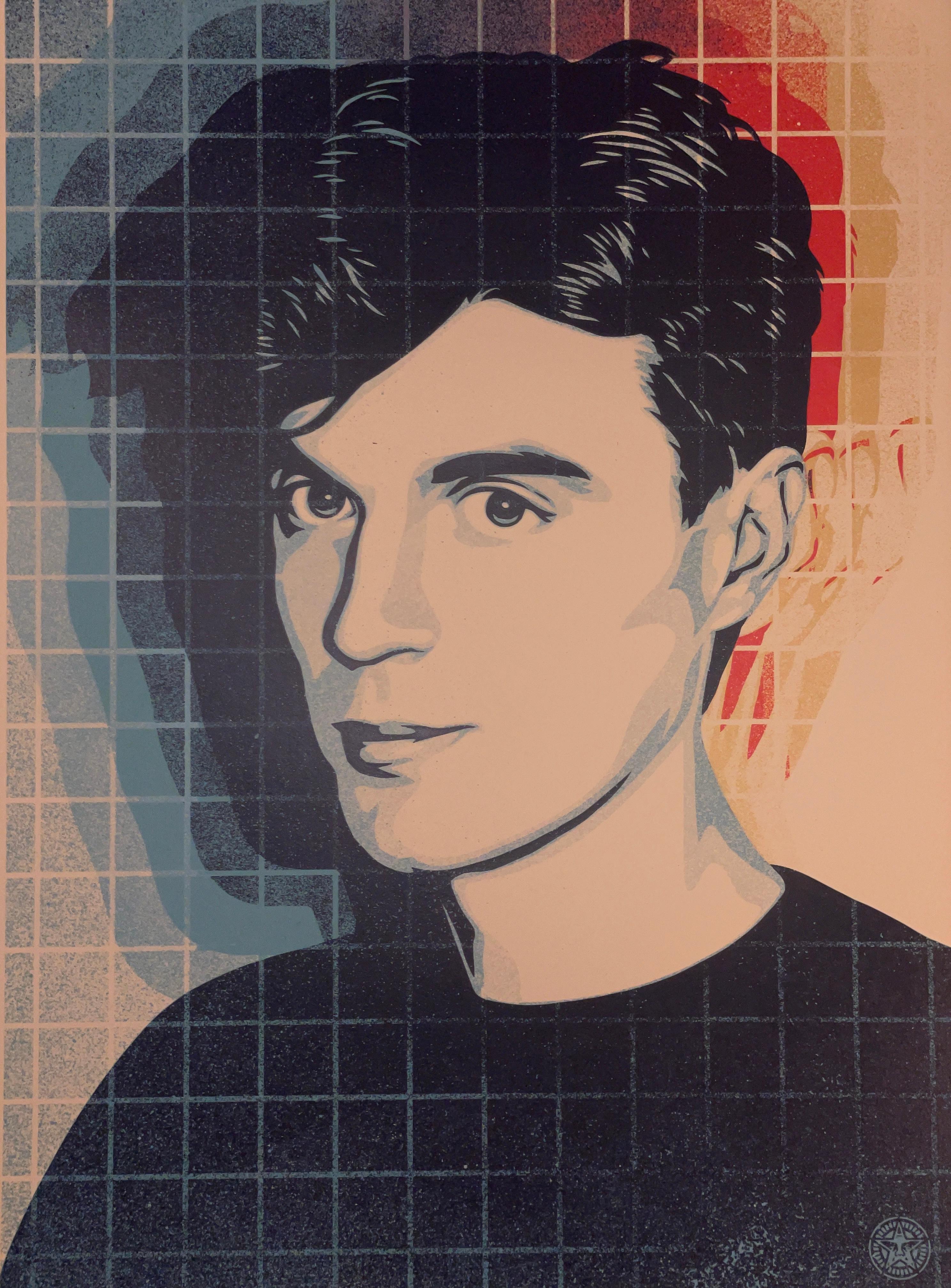Artists:
Shepard Fairey:
Bands:
David Byrne 
Talking Heads 
Edition Details:
Year:	2024
Class:	Art Print
Status:	Official
Edition 153/550
Technique:	Screen Print with Gold Metallic Inks
Paper:	Fine Art Cream Speckletone
Size:	18 X