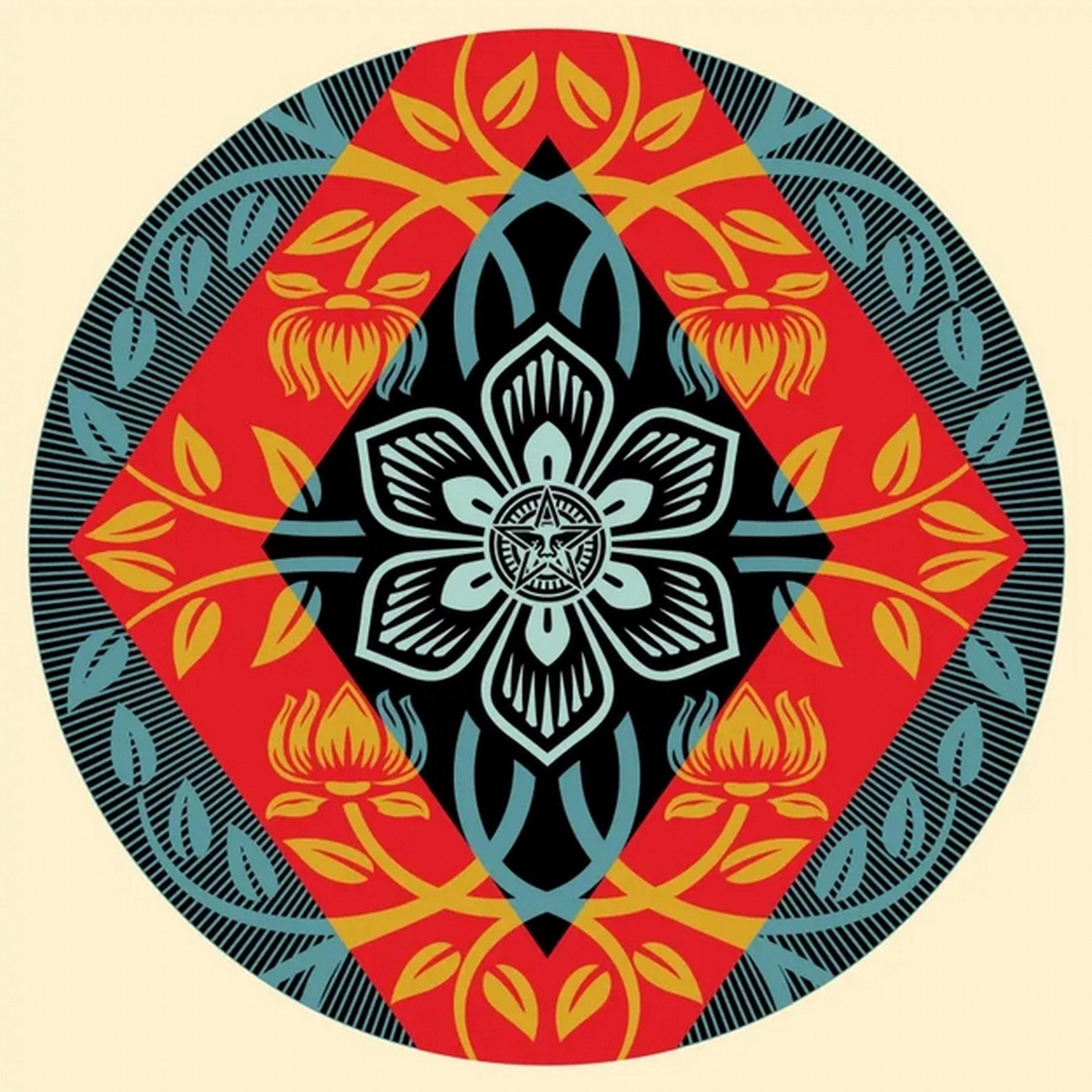 Diamant-Blume, rund (Ikonisch, Positive Wachstum, Harmonie, Ausgewogenheit) – Print von Shepard Fairey