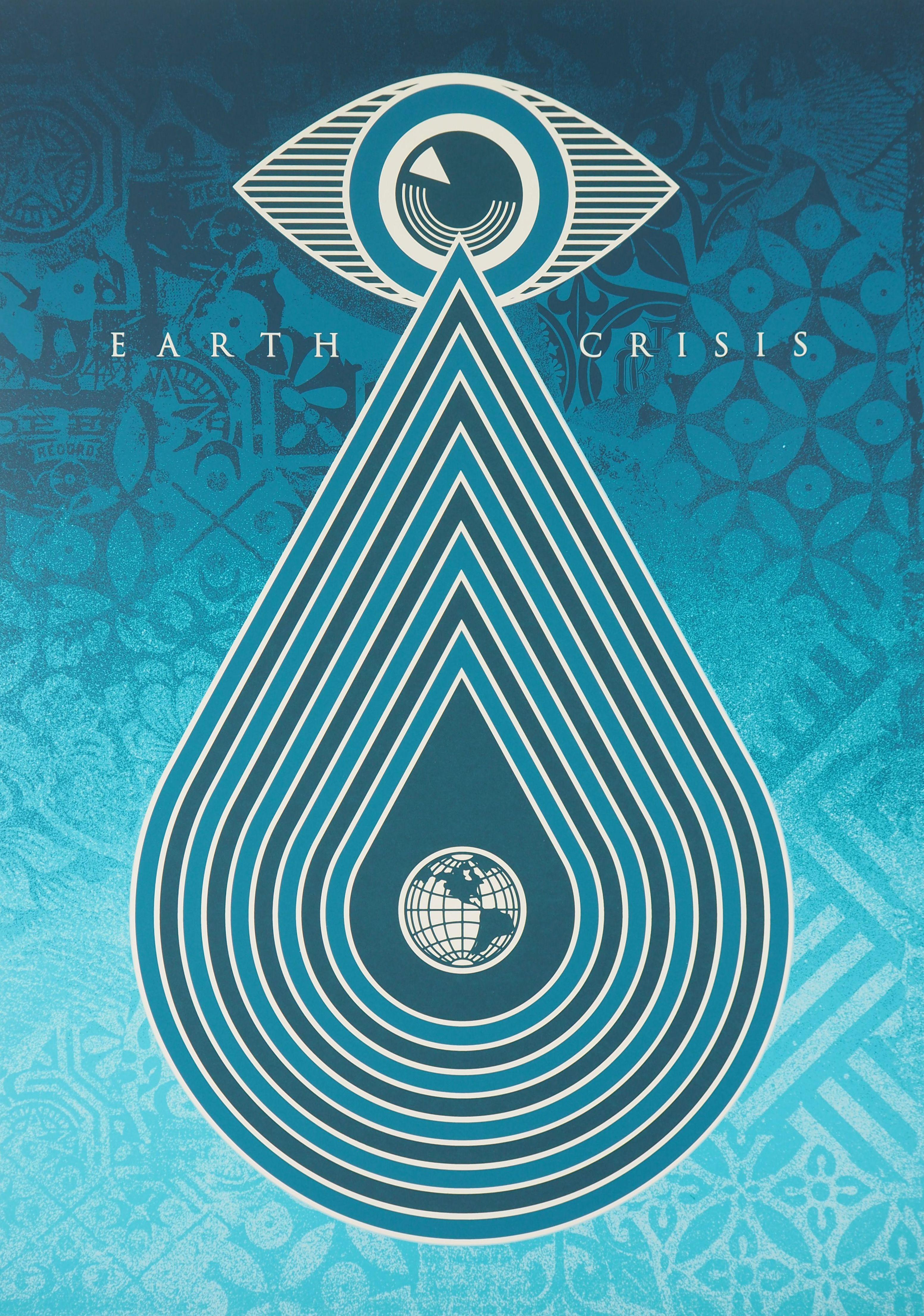 Ökologie: Schutz des Planeten (Krise der Erde) – Großer Siebdruck signiert und nummeriert (Blau), Figurative Print, von Shepard Fairey