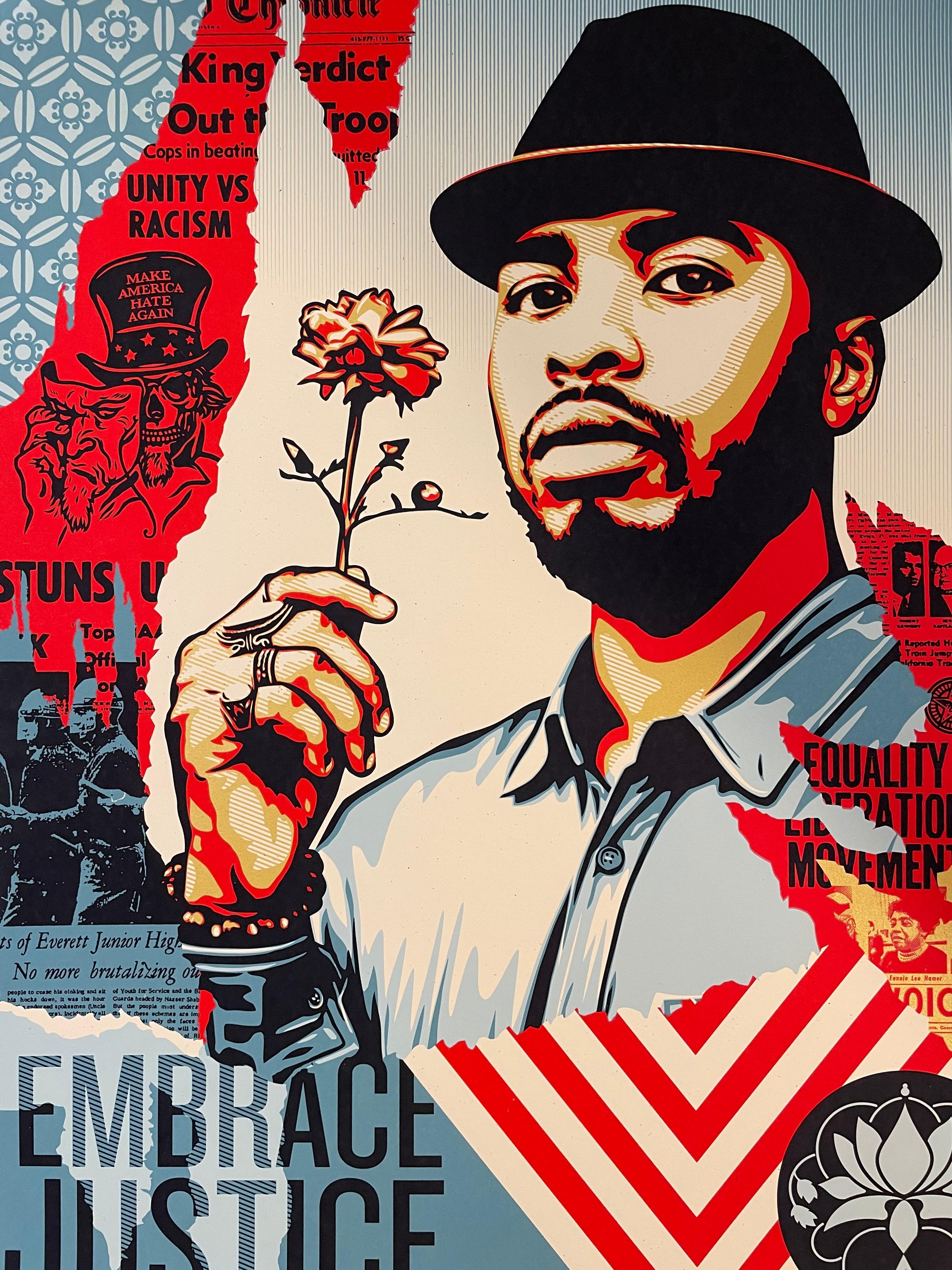 Embrace Justice Shepard Fairey Imprimé « Noir Lives Matter » Signé et numéroté Pop Art en vente 1
