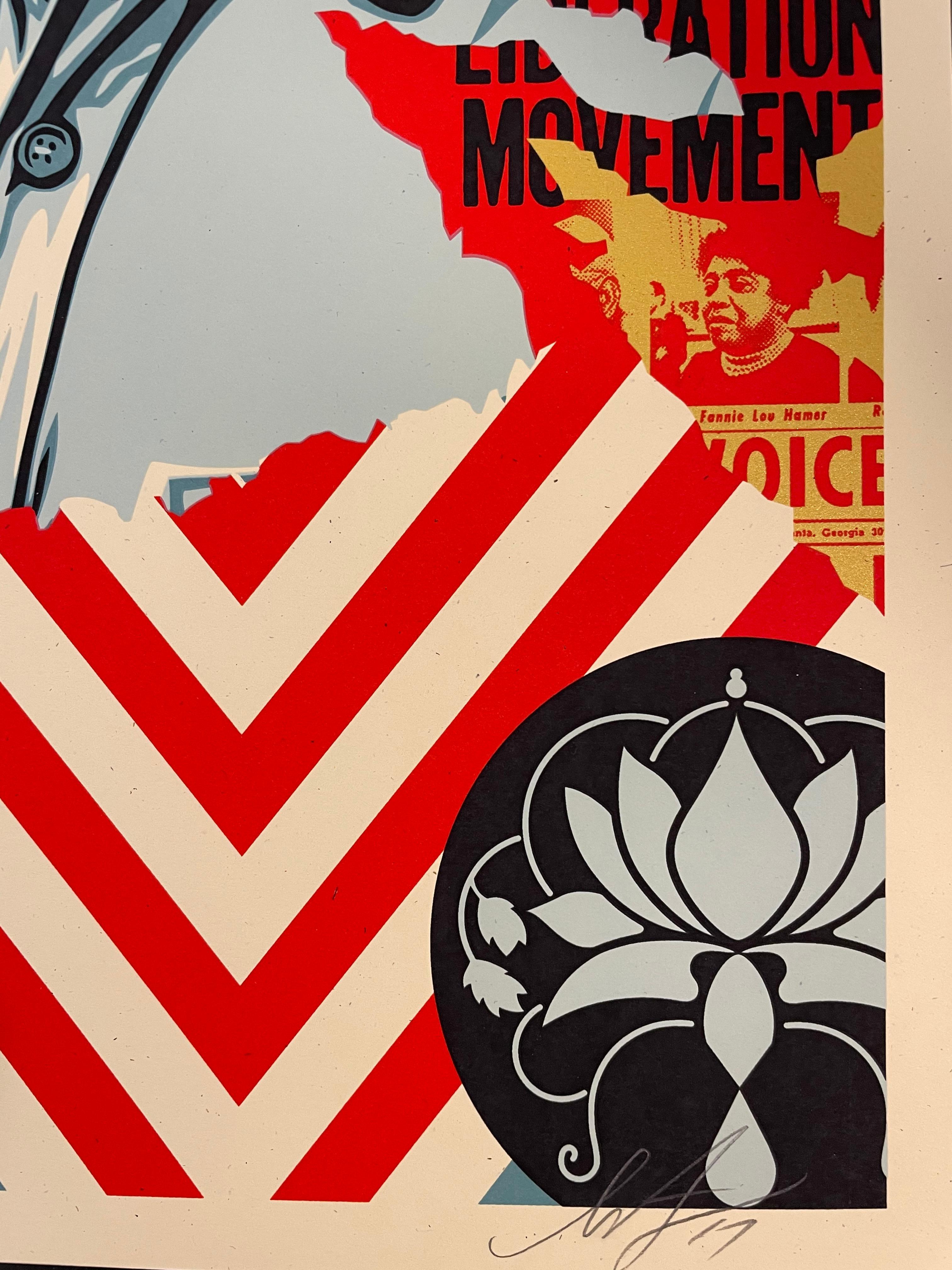 Embrace Justice Shepard Fairey Schwarze Lebewesen Matter signiert nummeriert Pop Art im Angebot 5