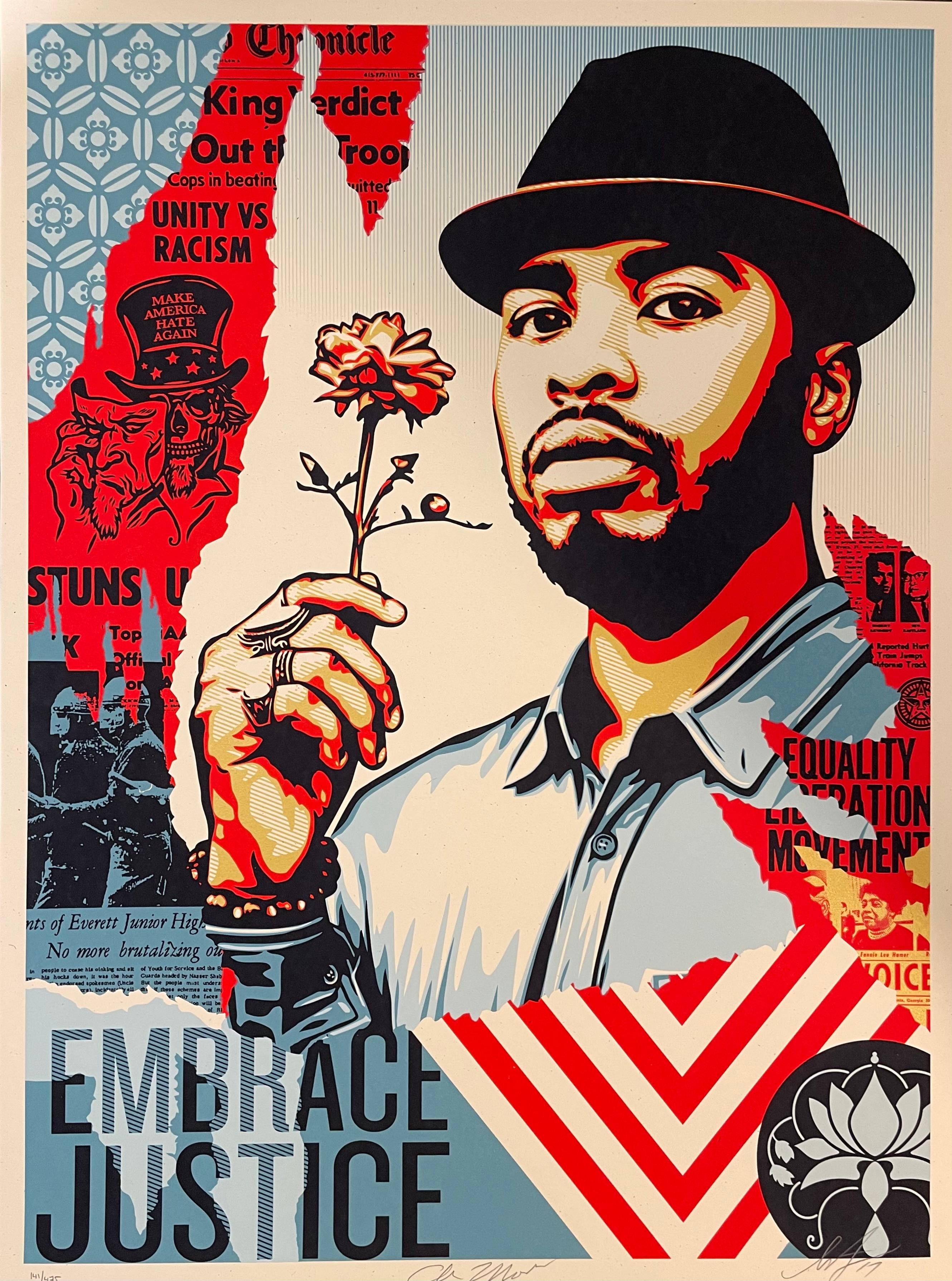 Embrace Justice Shepard Fairey Imprimé « Noir Lives Matter » Signé et numéroté Pop Art