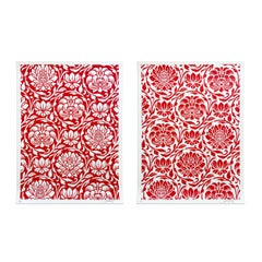 Floral Harmony (Red Yin/Yang), Set of Silkscreens, Street Art, Obey Giant