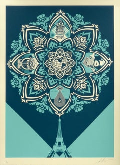 Flowering Eiffel Tower (A Delicate Balance) - Tall screenprint signed & numbered