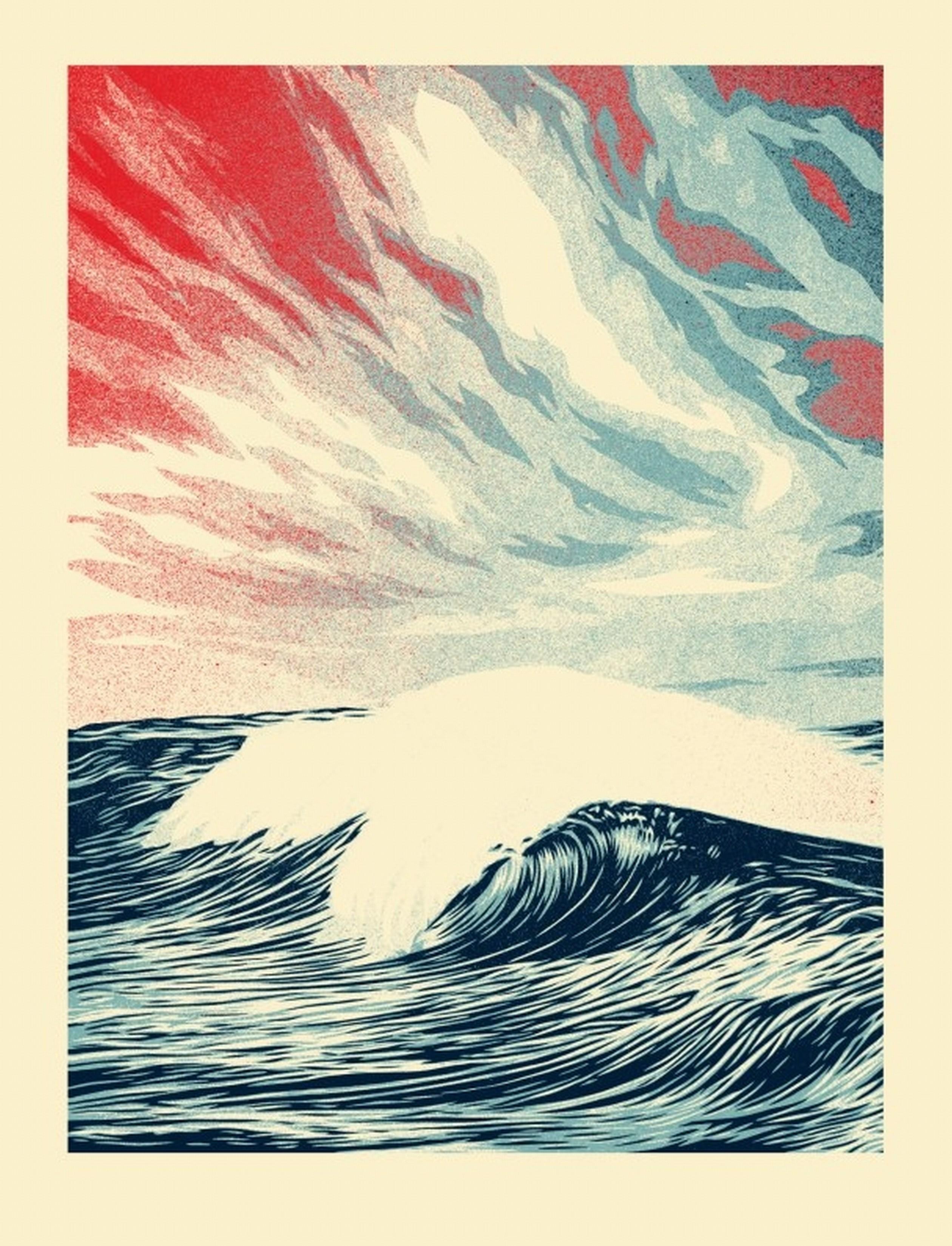 Shepard Fairey Landscape Print - Force of Nature Letterpress (Climate Change, Environmental Art, Symbolism)