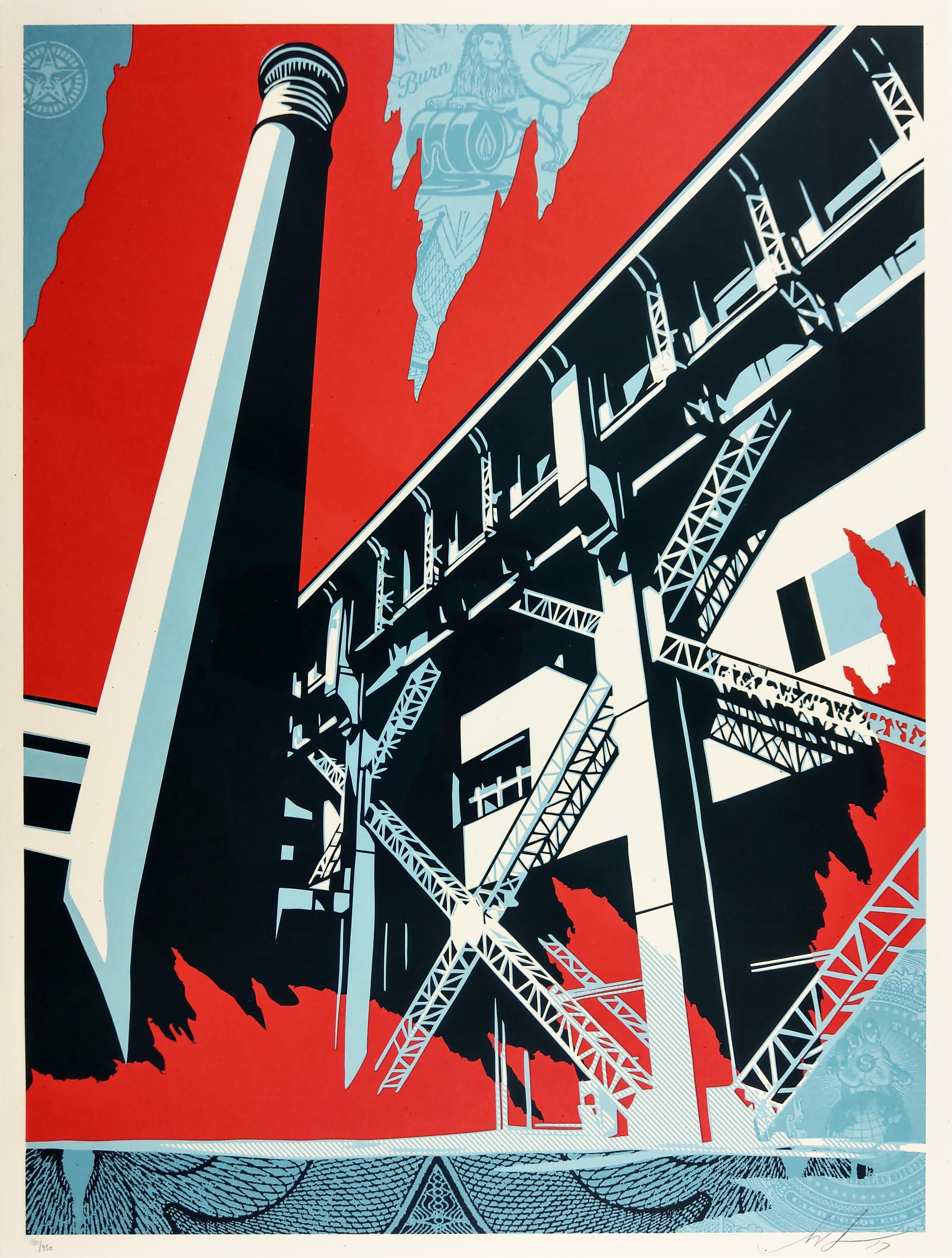 Fossil Factory. 18 x 24 inches. Screen print on cream Speckle Tone paper. Signed by Shepard Fairey. Edition of 300/450.

The Fossil Factory image is an illustration I made based on a former factory in the 13th district of Paris which is now used for