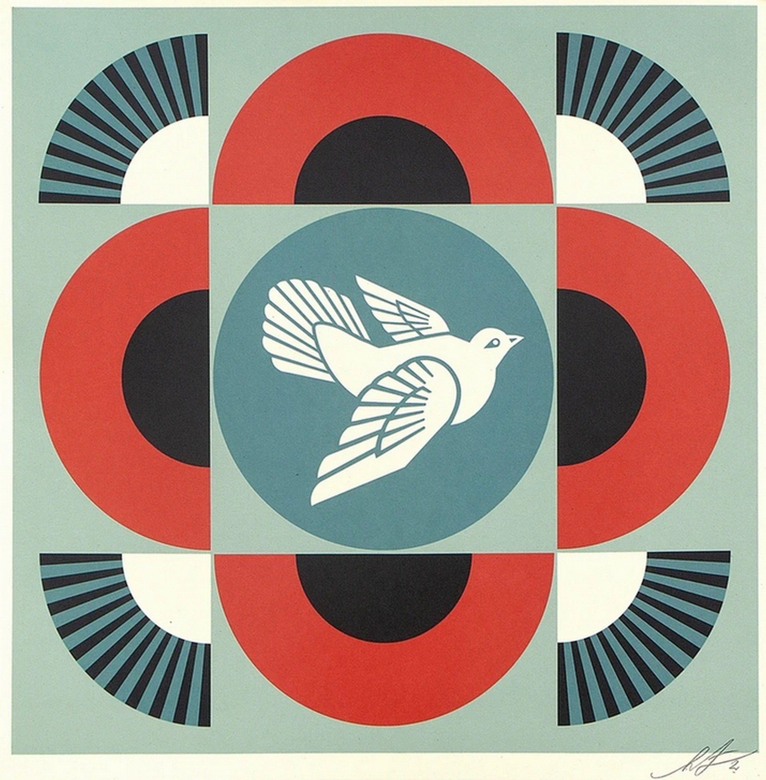 Geometric Dove - Black - Print by Shepard Fairey