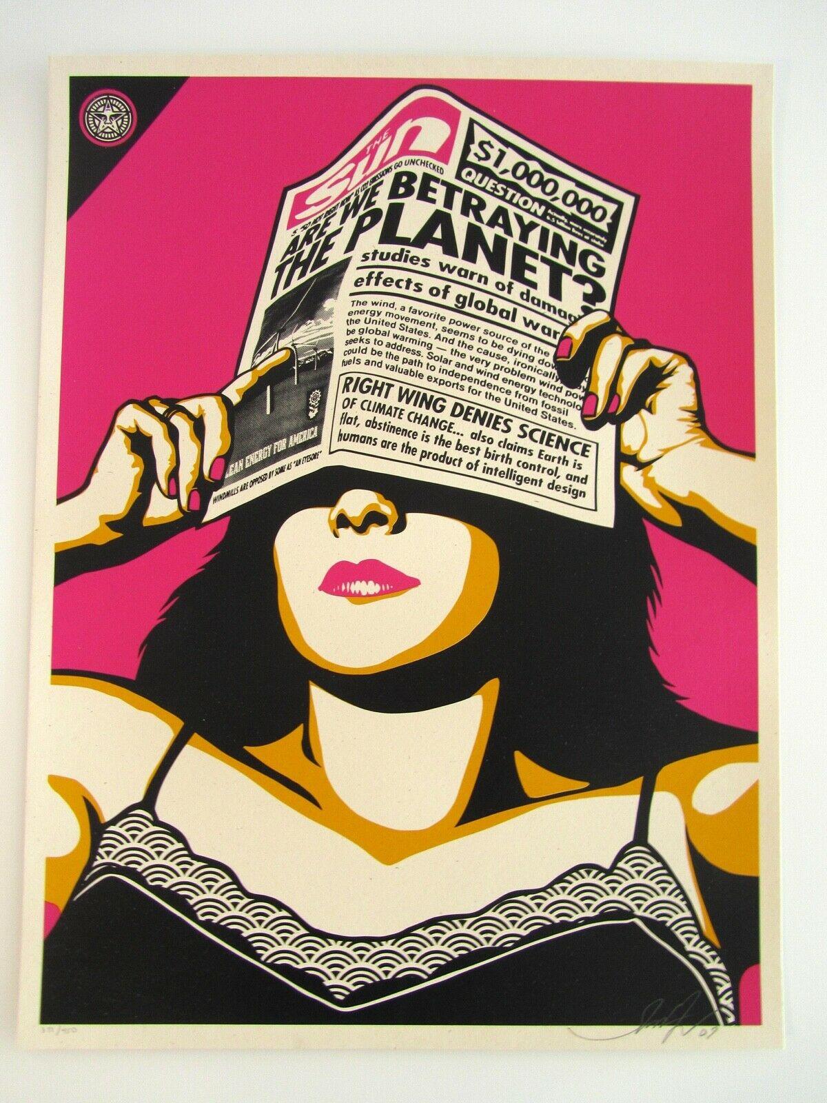 Shepard Fairey Abstract Print – Global Warning – Global Warming (Andy Warhol Museumsausgabe) – Umweltkunst