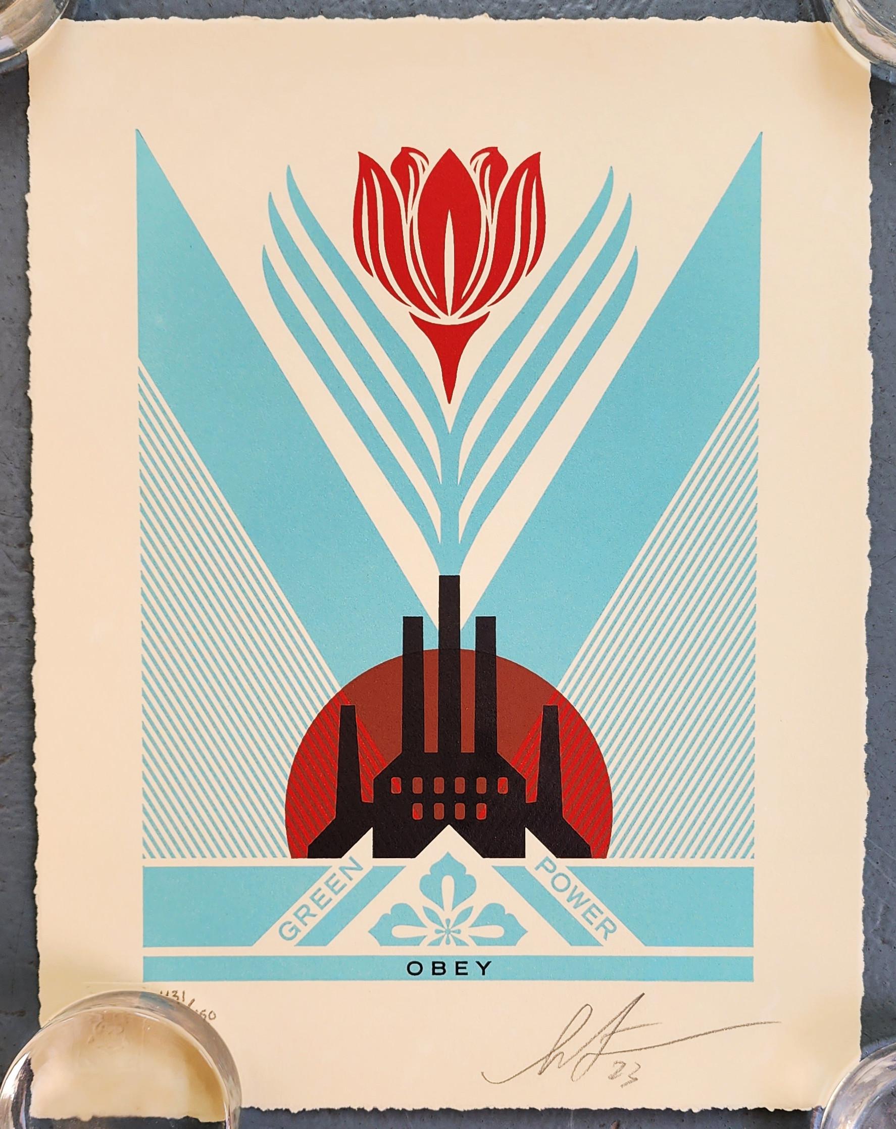 Shepard Fairey Figurative Print - Green Power Factory (Earth Day, Renewable Energy  ~40% OFF LIST PRICE)
