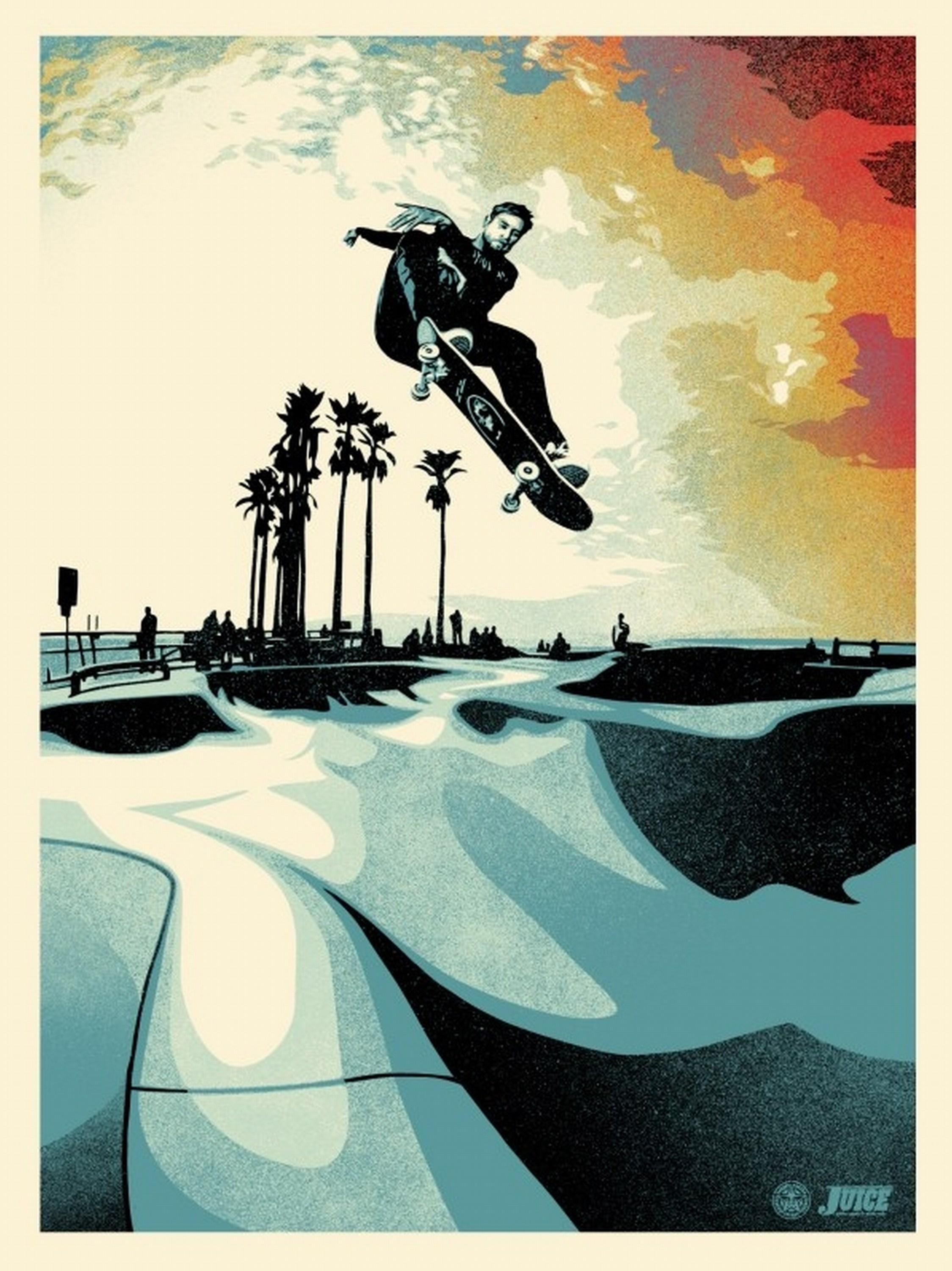 Shepard Fairey Portrait Print - Greyson Fletcher - The Harmony of Form and Style (Venice Beach, Skateboarding)