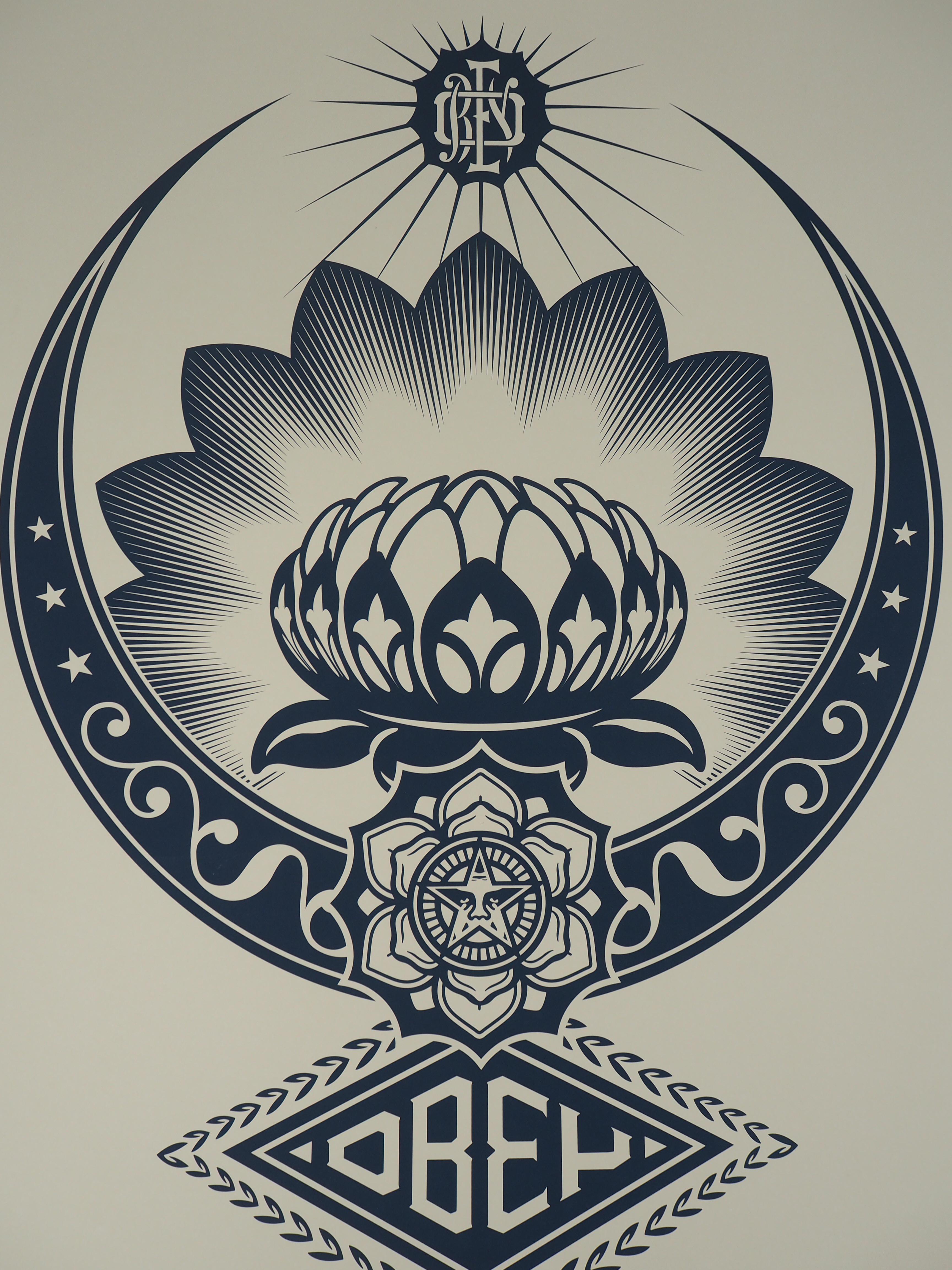 Harmony : The Lotus Flower - Tall original screenprint signed & numbered /89 - American Modern Print by Shepard Fairey