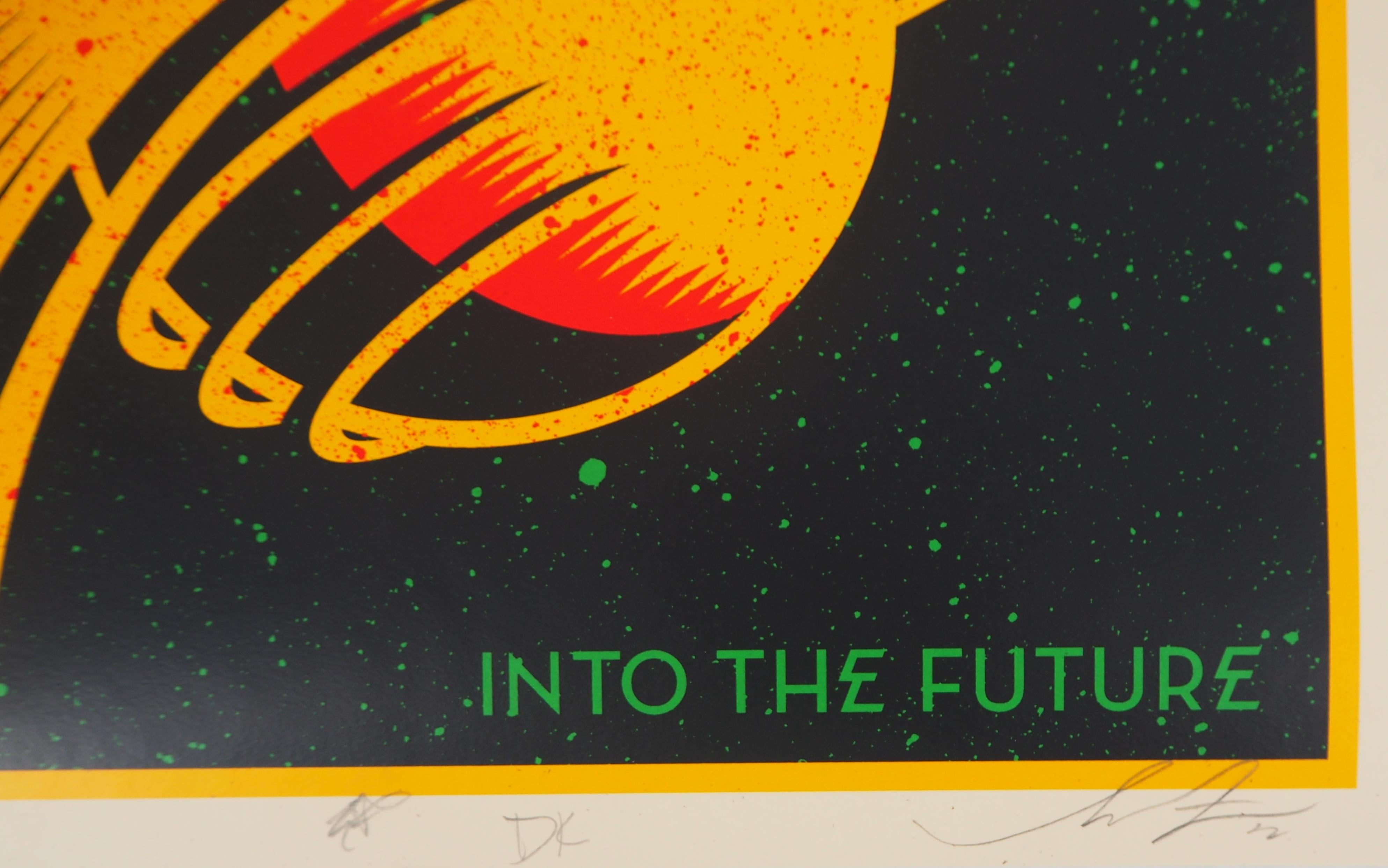 Into the Future (Bad Brains) - Original Handsigned Screen Print - Orange Figurative Print by Shepard Fairey