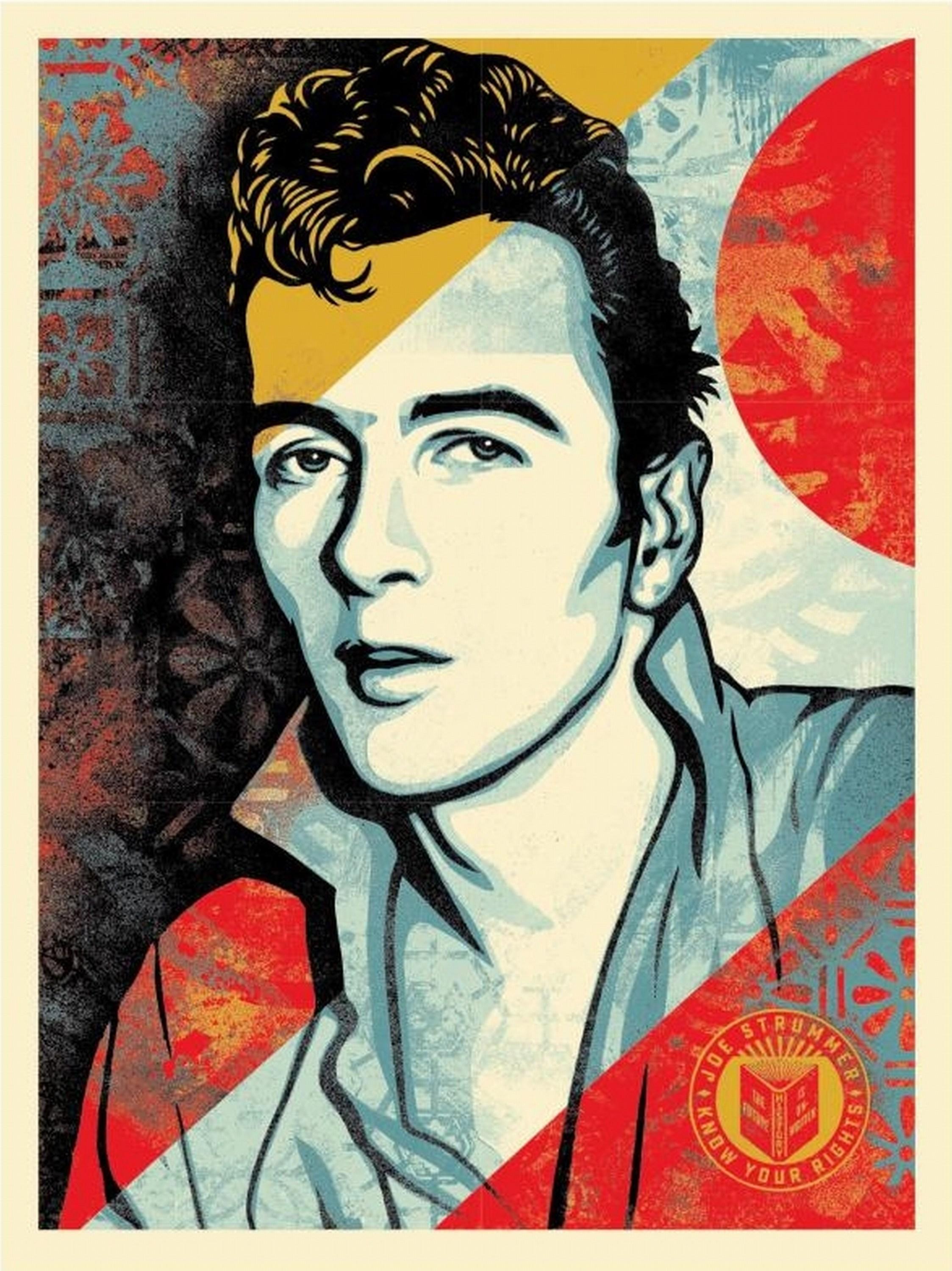 Shepard Fairey Figurative Print – Joe Strummer – Know Your Rights (The Clash, Punk Rock Icon - MESSAGE FOR PRICE)