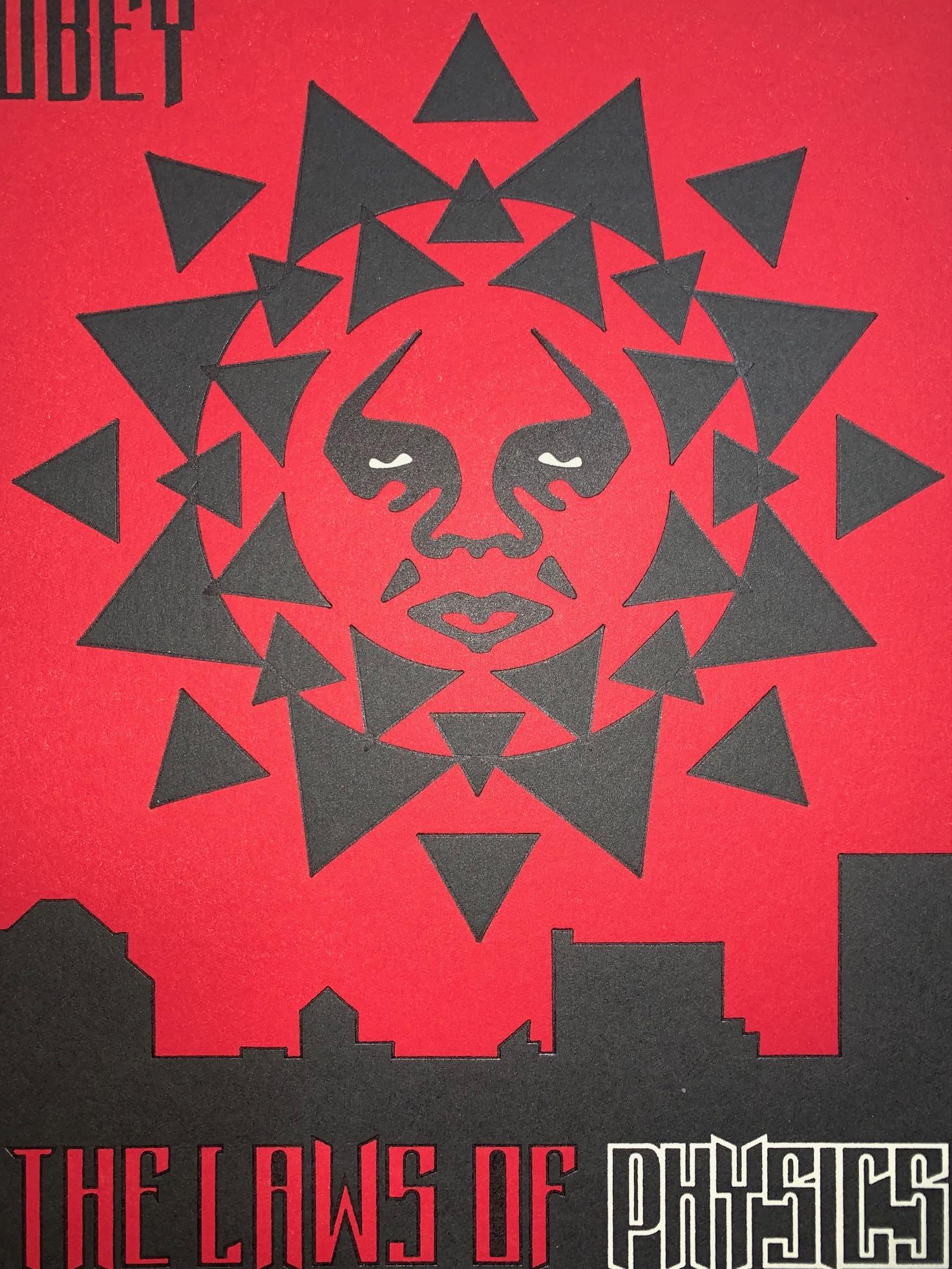 Law Physics Shepard Fairey Letterpress Edition Red & Black For Sale 2