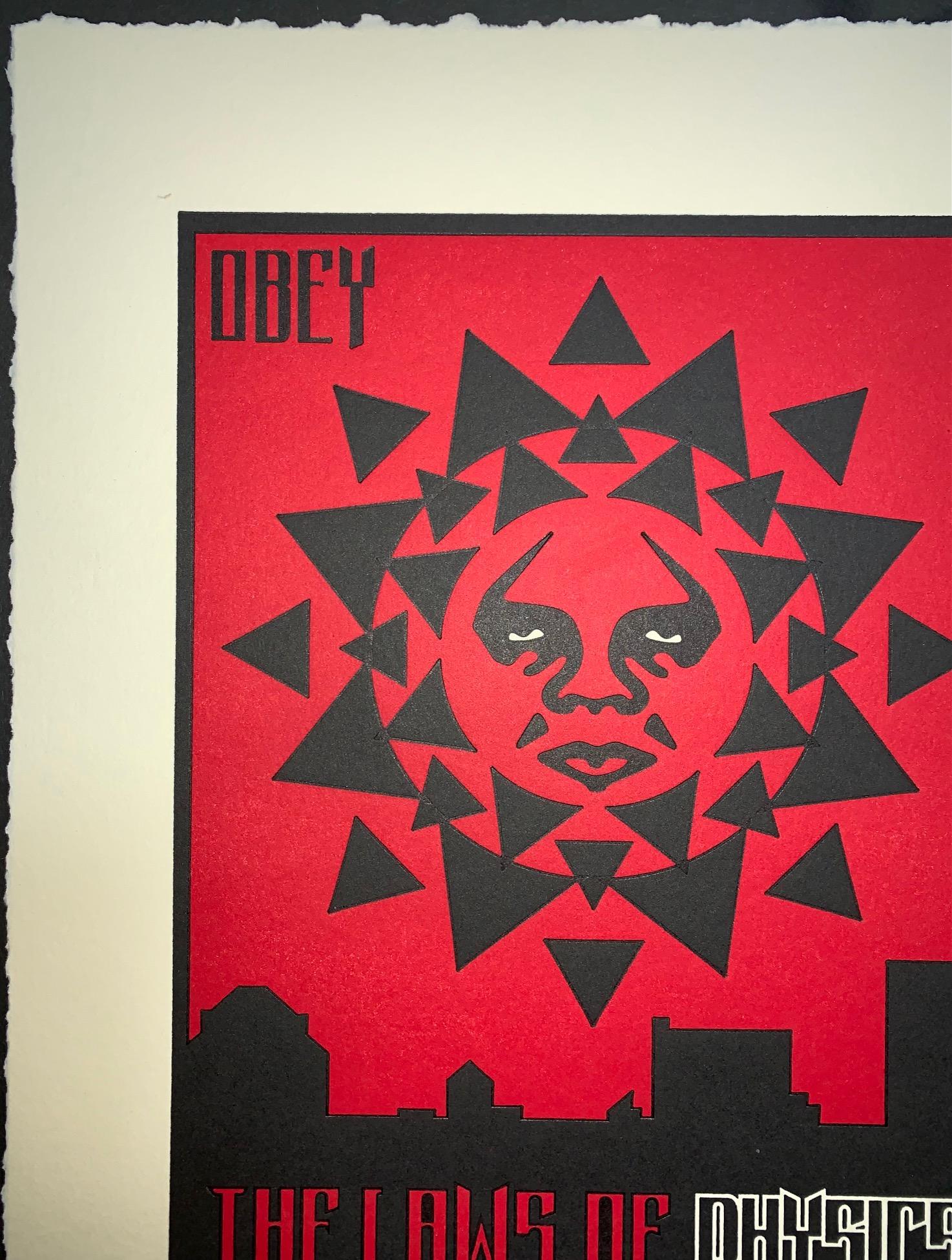 Law Physics Shepard Fairey Letterpress Edition Red & Black For Sale 3