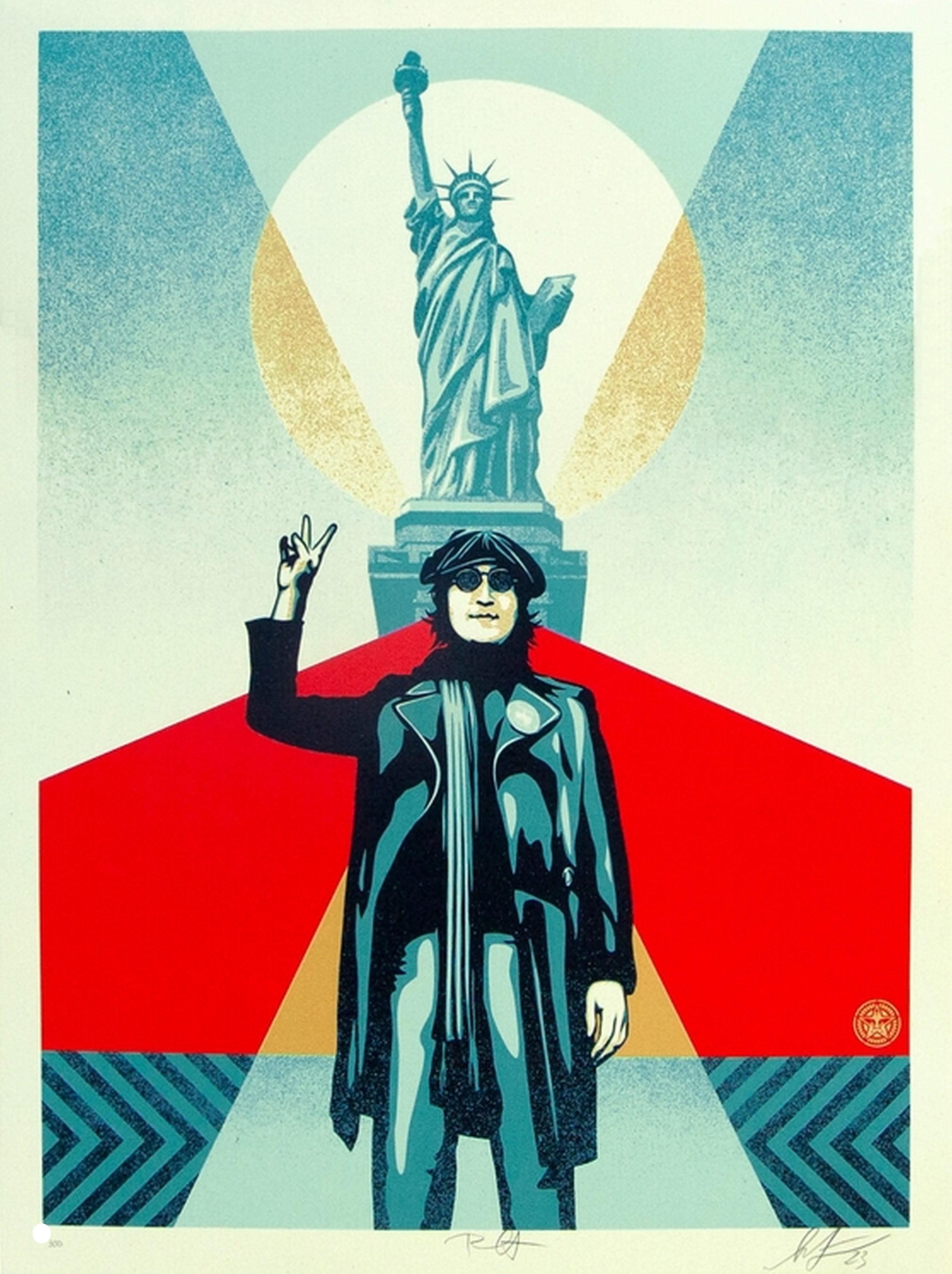 Lennon Peace and Liberty (Red) (WAR IS OVER, Peace, Vietnam War, Yoko Ono) - Print by Shepard Fairey
